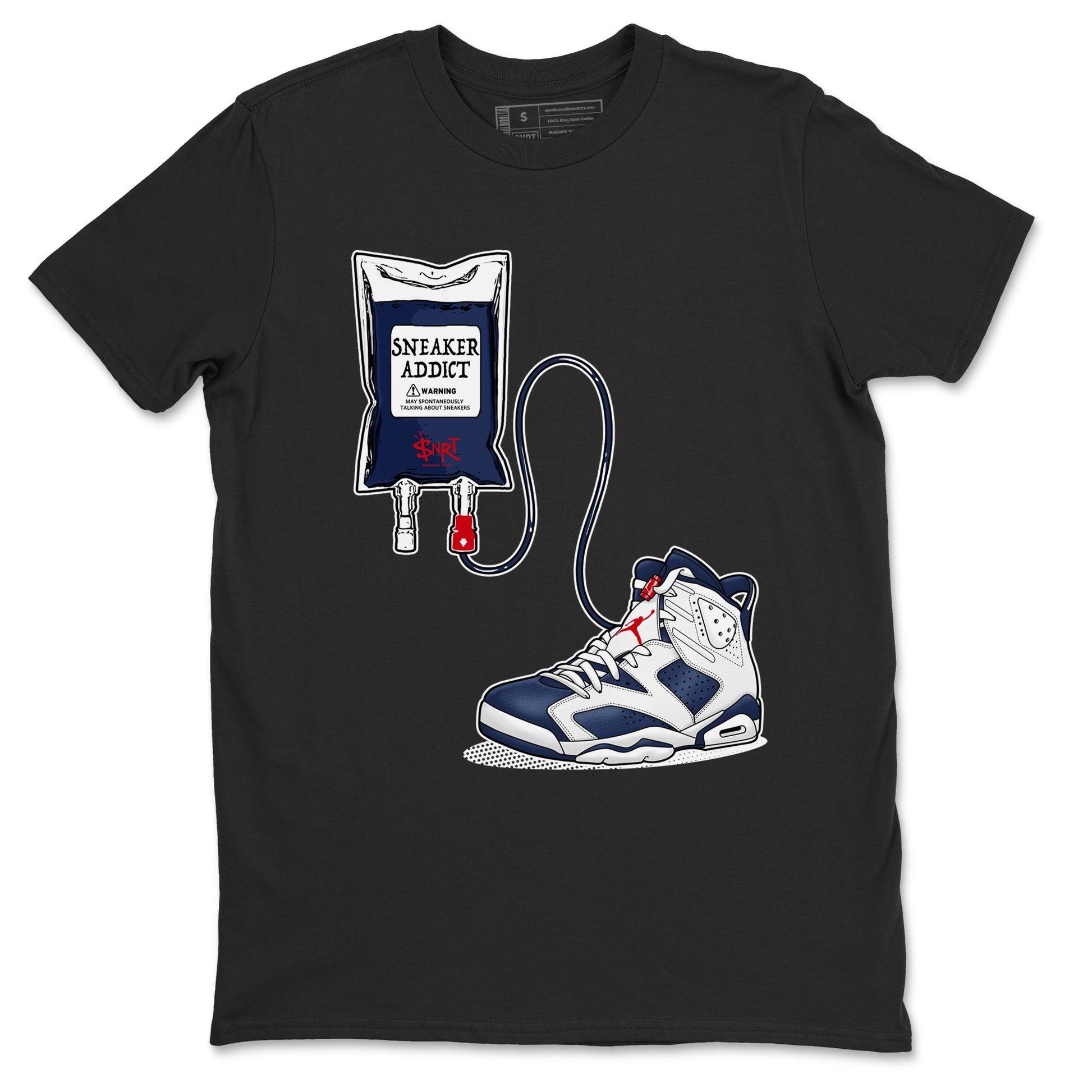 6s White And Midnight Navy shirts to match jordans Sneaker Therapy sneaker match tees Air Jordan 6 White And Midnight Navy SNRT Sneaker Release Tees unisex cotton Black 2 crew neck shirts