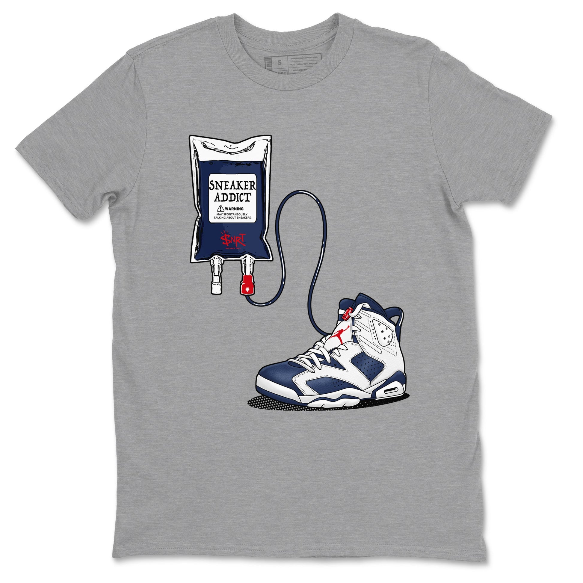6s White And Midnight Navy shirts to match jordans Sneaker Therapy sneaker match tees Air Jordan 6 White And Midnight Navy SNRT Sneaker Release Tees unisex cotton Heather Grey 2 crew neck shirts