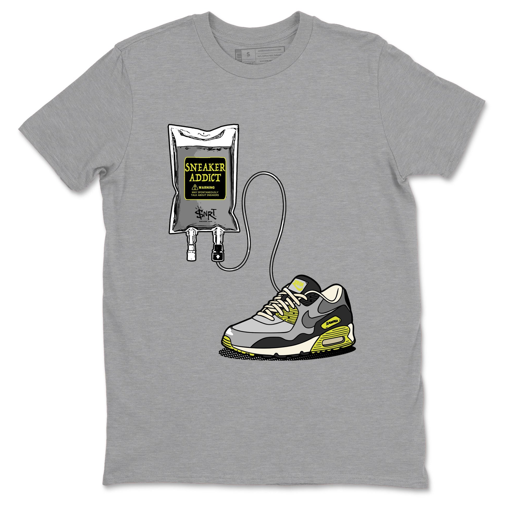 Sneaker Therapy sneaker match t-shirt styled to complete your fit with the Air Max 90 Cyber sneakers, shown in Heather Grey 2.
