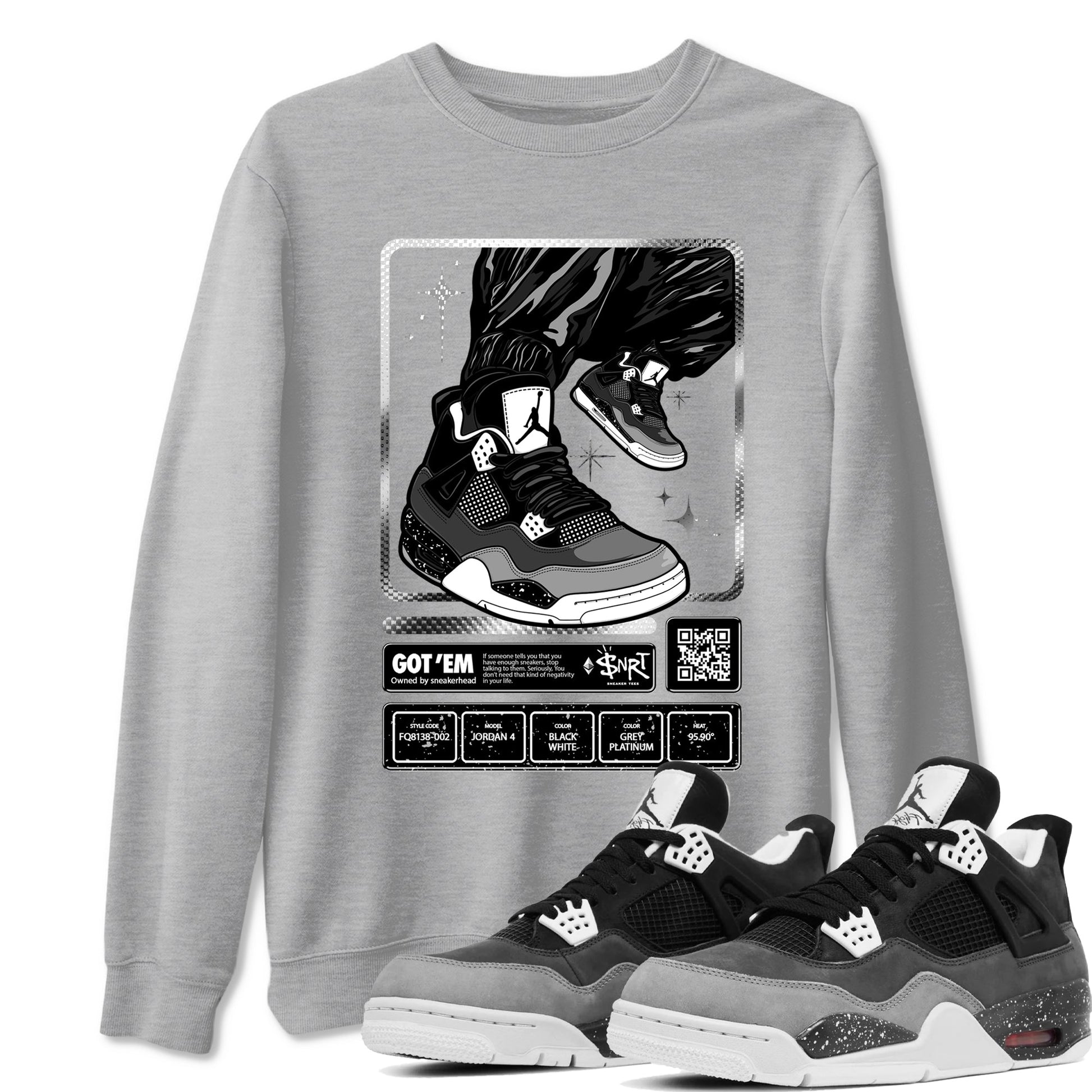 4s Fear shirts to match jordans Sneaker Trading Card sneaker match tees Air Jordan 4 Retro Fear match shoes to clothes SNRT Sneaker Tees unisex cotton Heather Grey 1 shirts