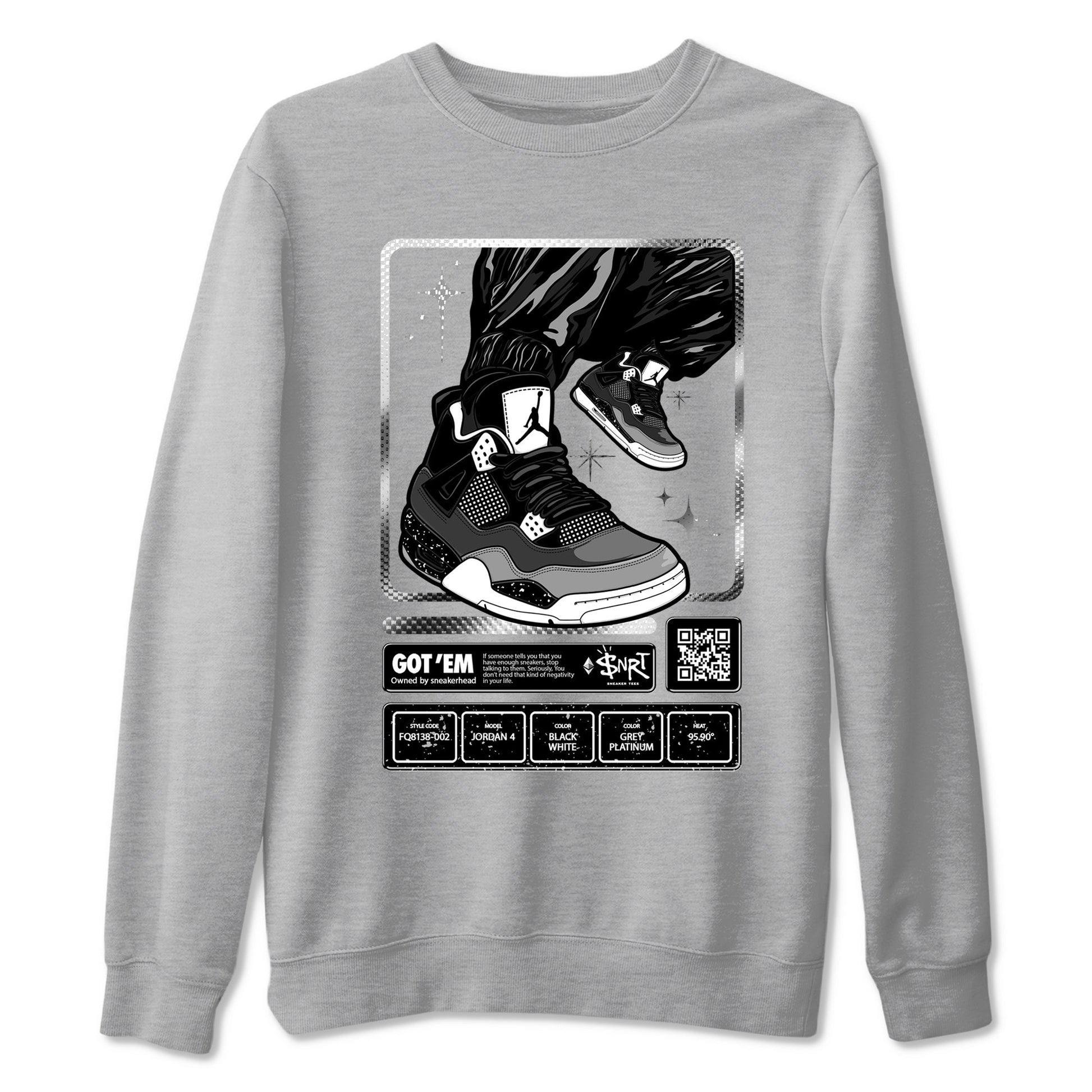 4s Fear shirts to match jordans Sneaker Trading Card sneaker match tees Air Jordan 4 Retro Fear match shoes to clothes SNRT Sneaker Tees unisex cotton Heather Grey 2 shirts