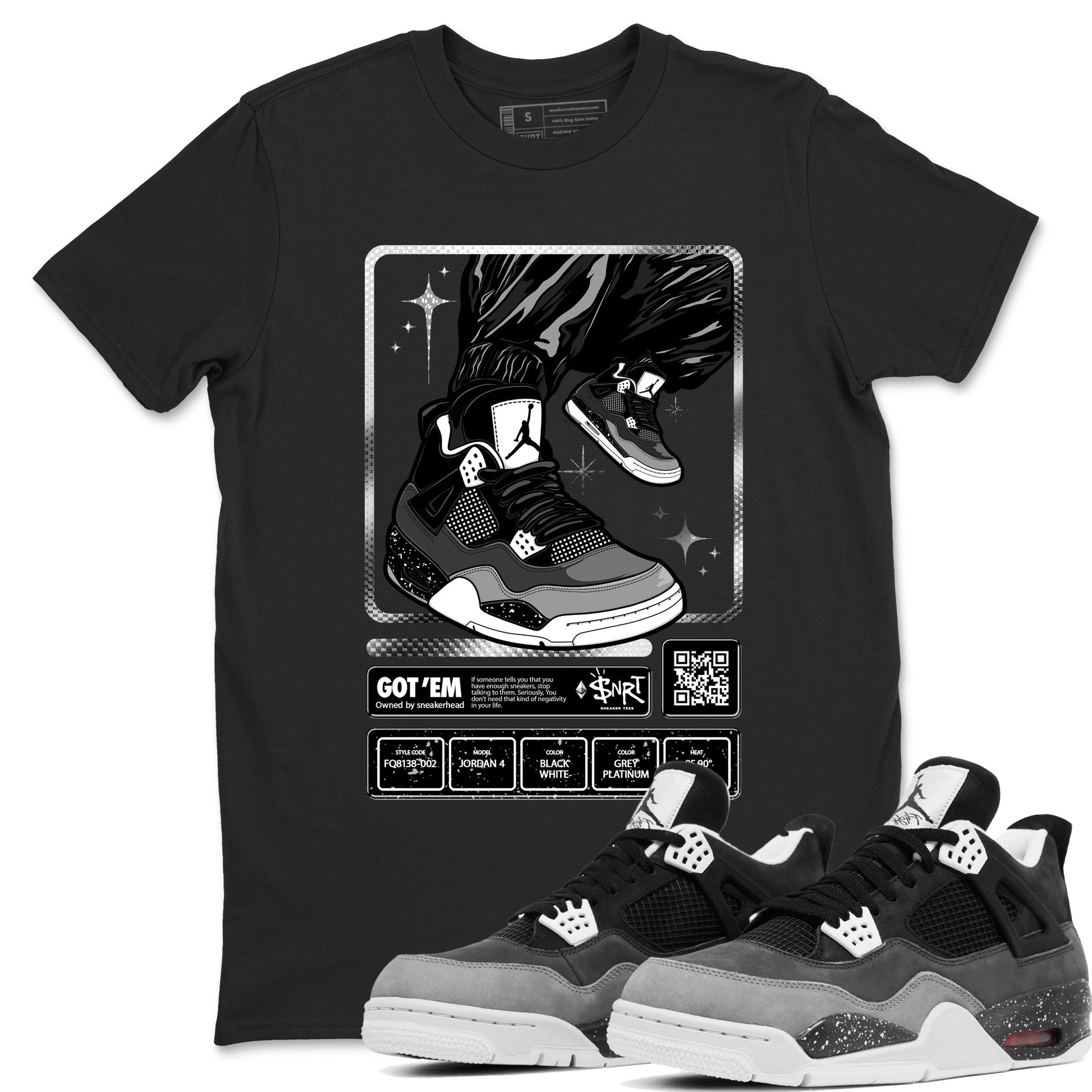 4s Fear shirts to match jordans Sneaker Trading Card sneaker match tees Air Jordan 4 Retro Fear match shoes to clothes SNRT Sneaker Tees unisex cotton Black 1 shirts