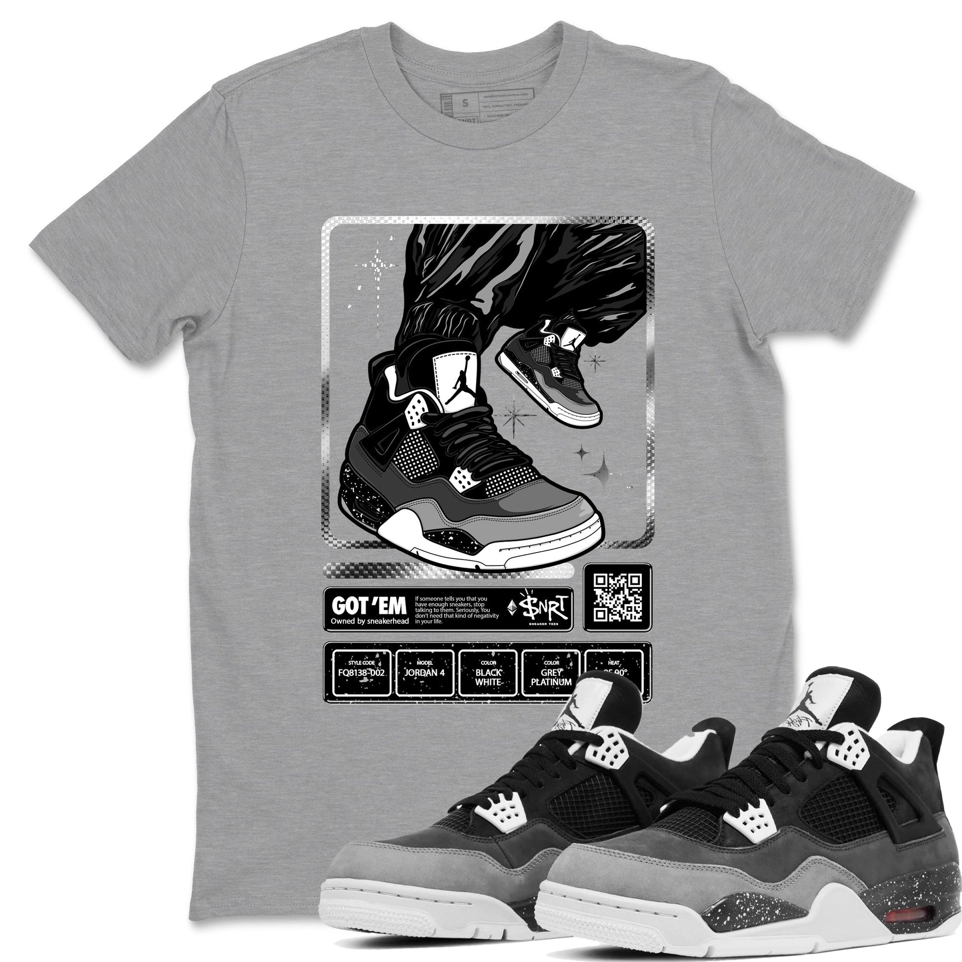 4s Fear shirts to match jordans Sneaker Trading Card sneaker match tees Air Jordan 4 Retro Fear match shoes to clothes SNRT Sneaker Tees unisex cotton Heather Grey 1 shirts