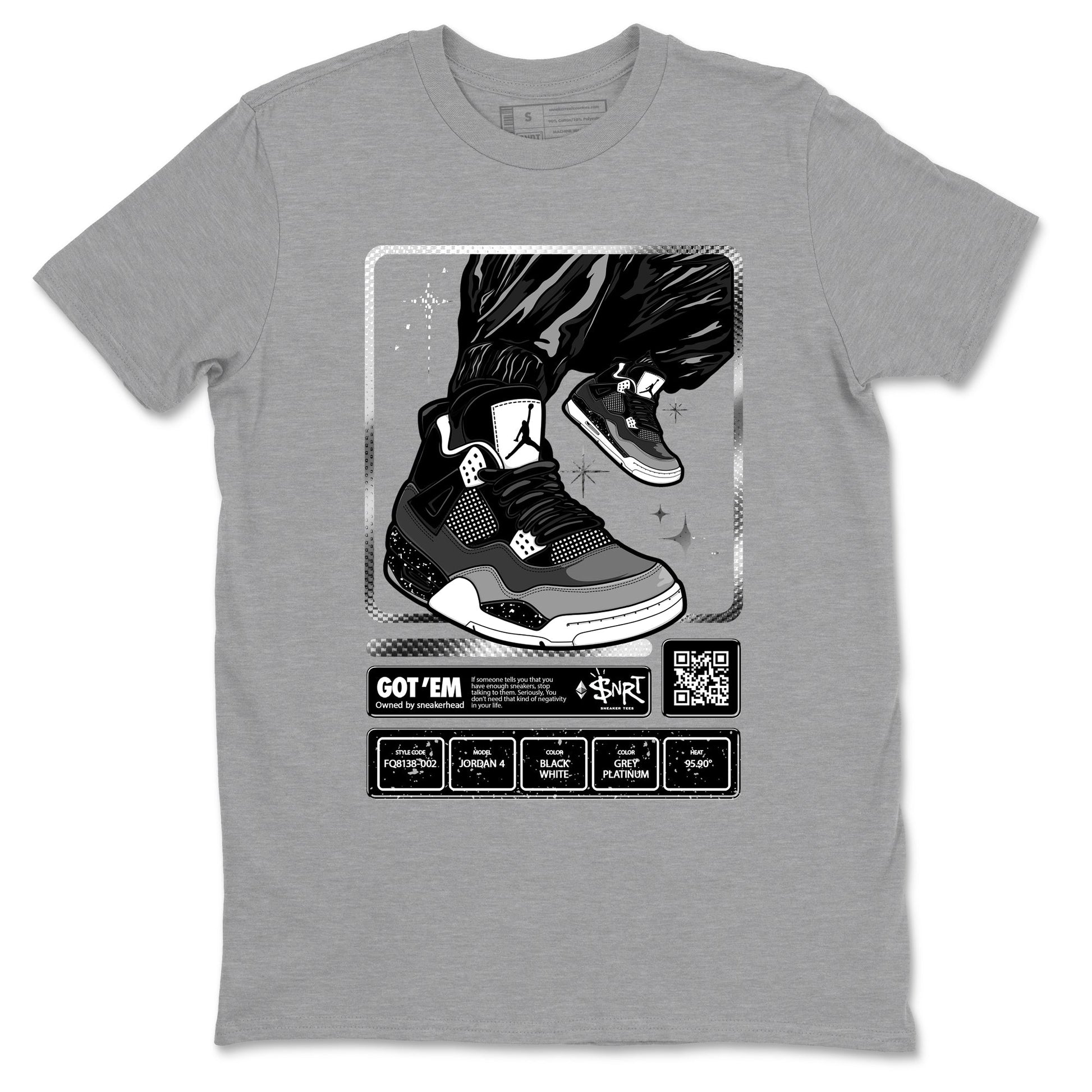 4s Fear shirts to match jordans Sneaker Trading Card sneaker match tees Air Jordan 4 Retro Fear match shoes to clothes SNRT Sneaker Tees unisex cotton Heather Grey 2 shirts