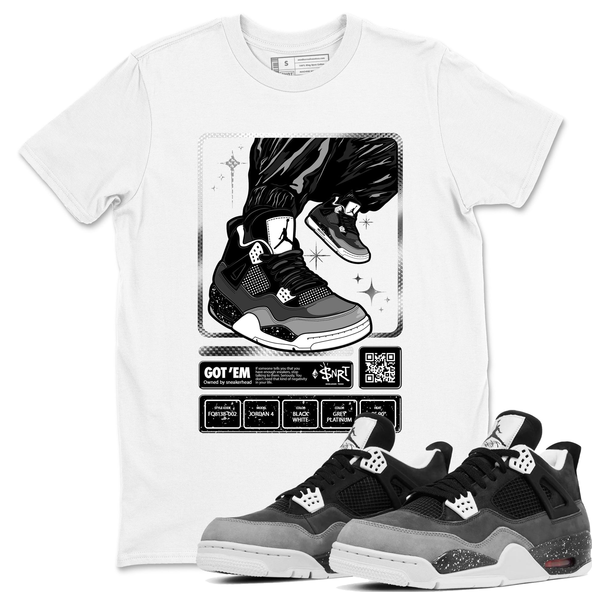 4s Fear shirts to match jordans Sneaker Trading Card sneaker match tees Air Jordan 4 Retro Fear match shoes to clothes SNRT Sneaker Tees unisex cotton White 1 shirts