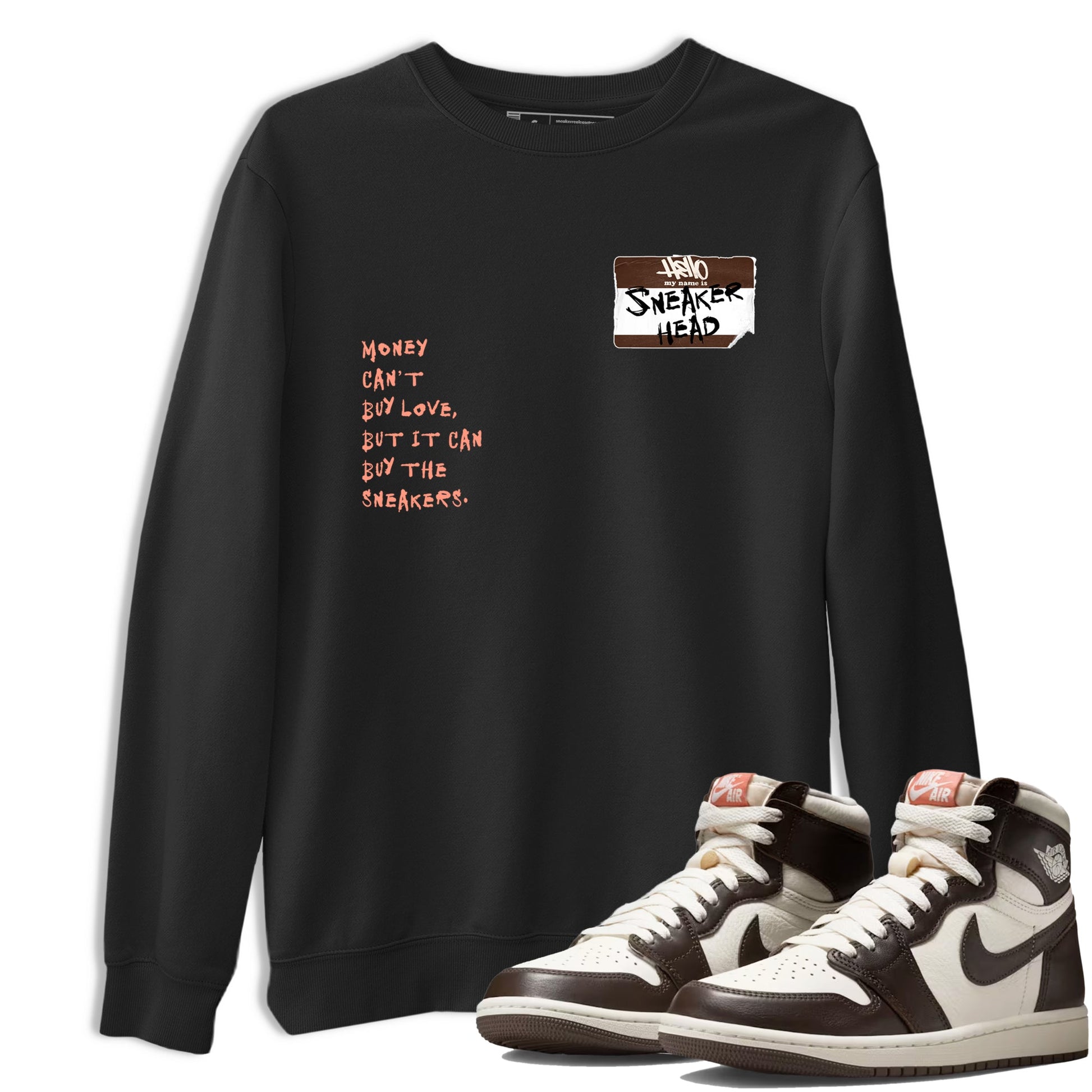 Sneaker match tees – Sneaker Tees To Match Air Jordan 1 Baroque Brown Shoes – Sneakerhead Badge Tee Black 1