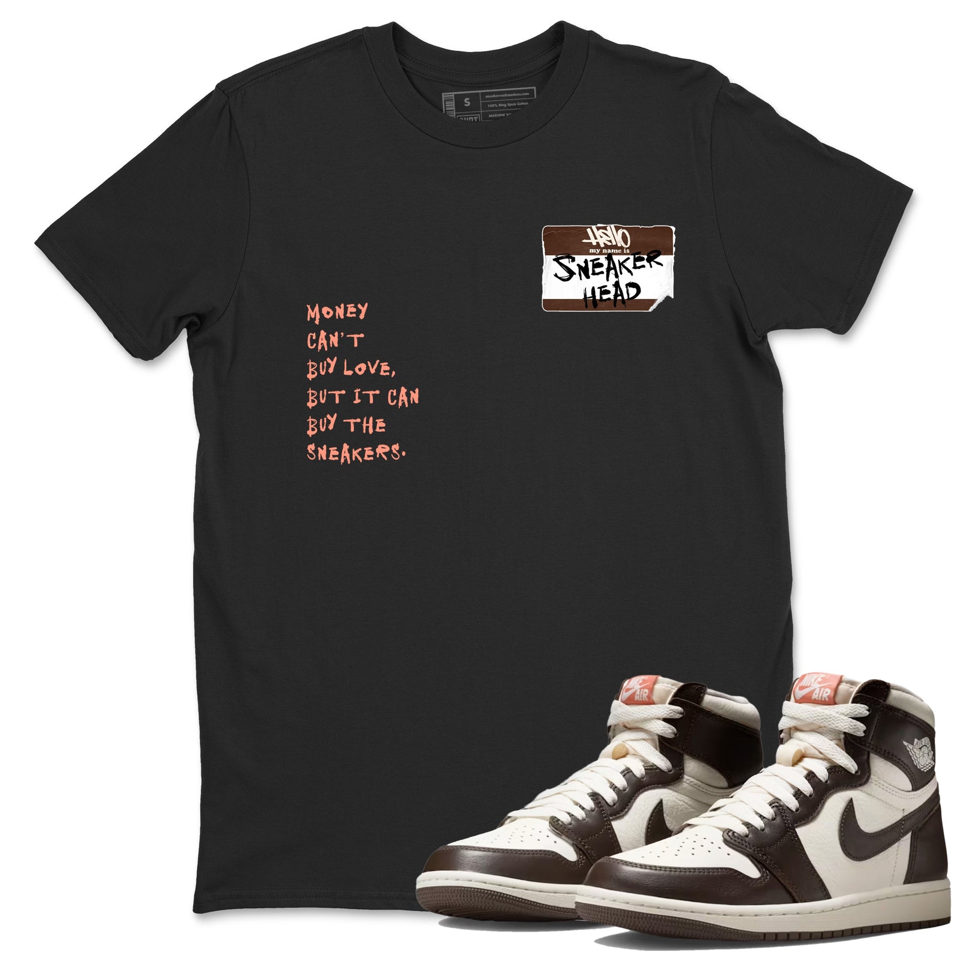Sneaker match tees – Sneaker Tees To Match Air Jordan 1 Baroque Brown Shoes – Sneakerhead Badge Tee Black 1