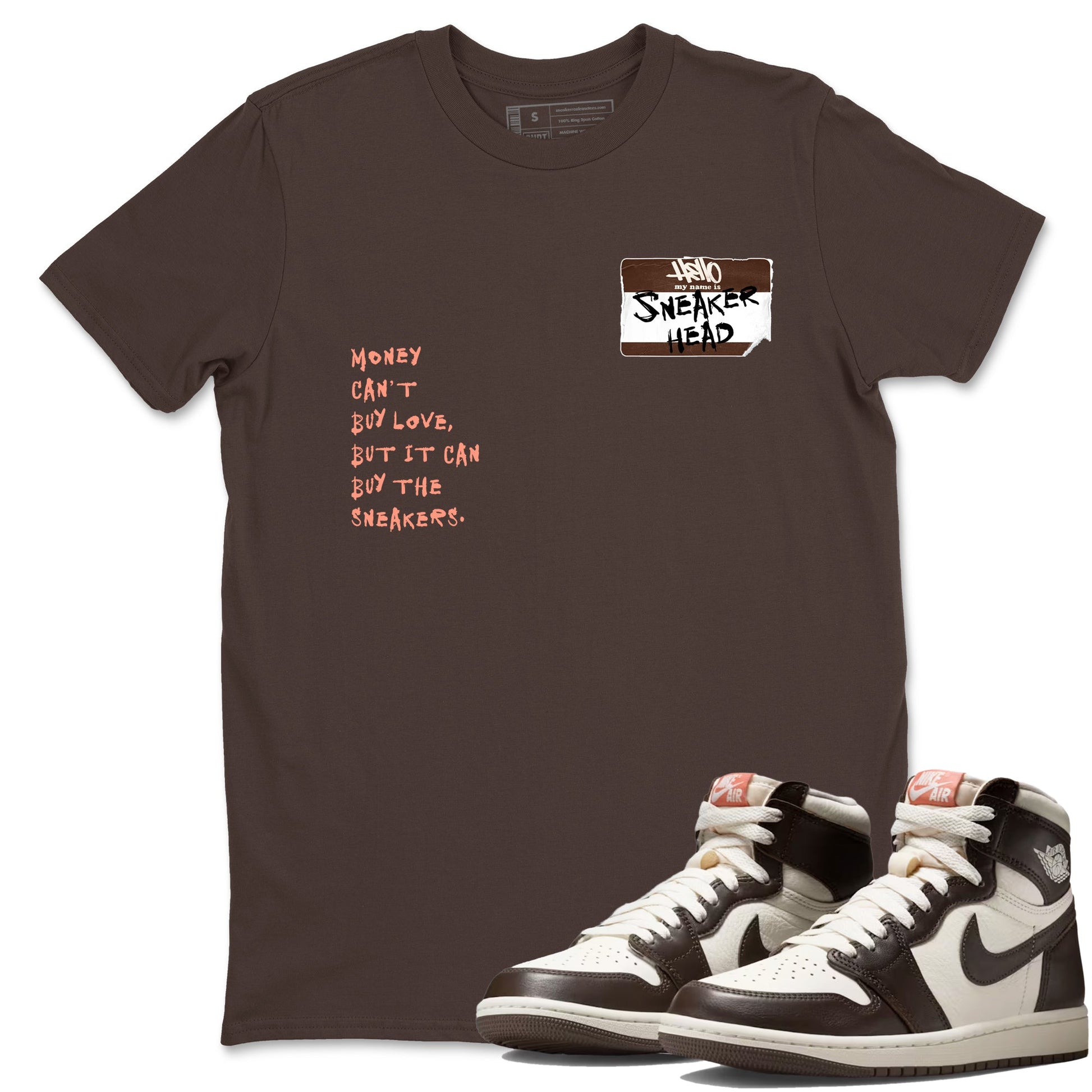 Sneaker match tees – Sneaker Tees To Match Air Jordan 1 Baroque Brown Shoes – Sneakerhead Badge Tee Dark Chocolate 1