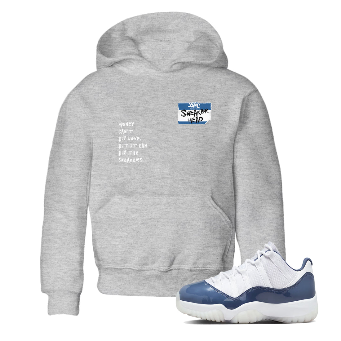 11s Diffused Blue shirts to match jordans Sneakerhead Badge sneaker match tees Air Jordan 11 Diffused Blue SNRT Sneaker Tees streetwear brand Baby and Youth Heather Grey 1 cotton tee