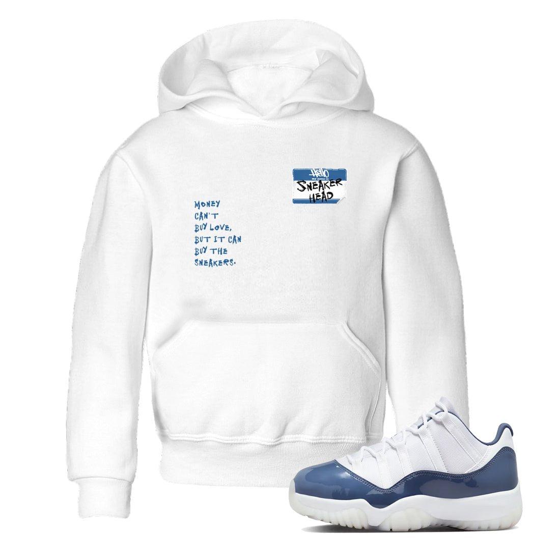 11s Diffused Blue shirts to match jordans Sneakerhead Badge sneaker match tees Air Jordan 11 Diffused Blue SNRT Sneaker Tees streetwear brand Baby and Youth White 1 cotton tee