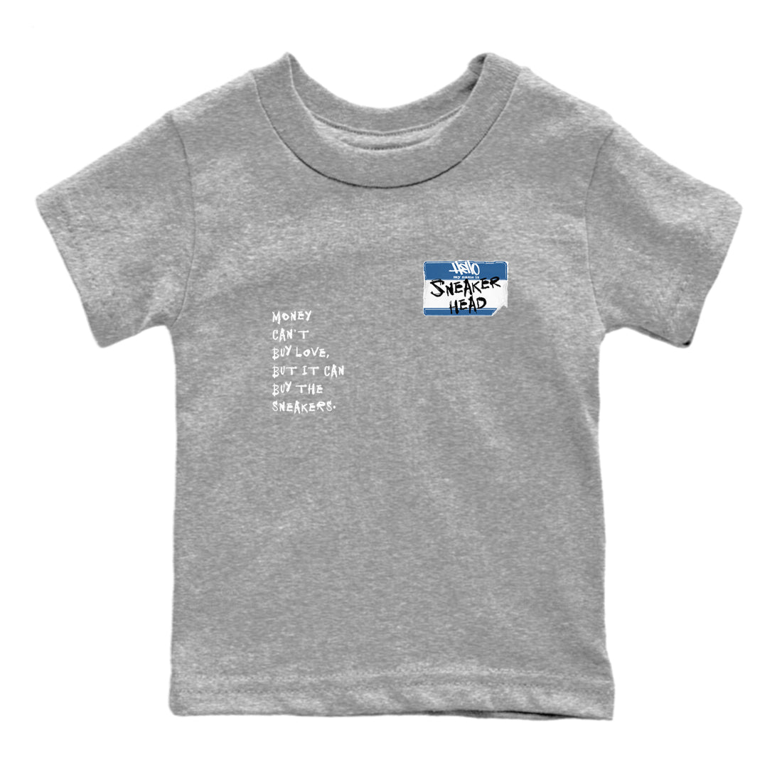 11s Diffused Blue shirts to match jordans Sneakerhead Badge sneaker match tees Air Jordan 11 Diffused Blue SNRT Sneaker Tees streetwear brand Baby and Youth Heather Grey 2 cotton tee