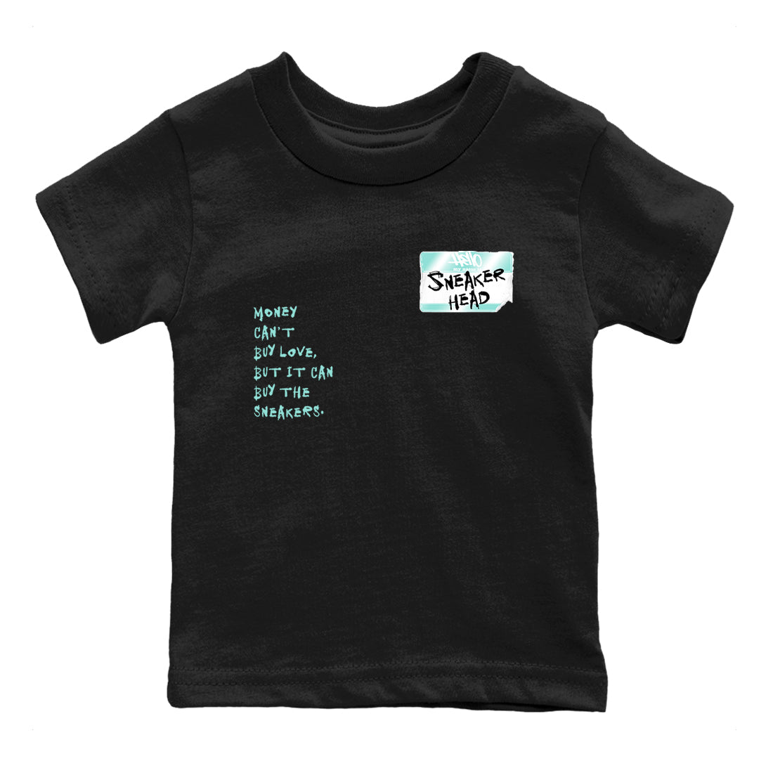 Sneakerhead Badge baby and kids t-shirt crafted for little sneakerheads to shine with the Air Jordan 11 Igloo sneakers, displayed in Black 2.