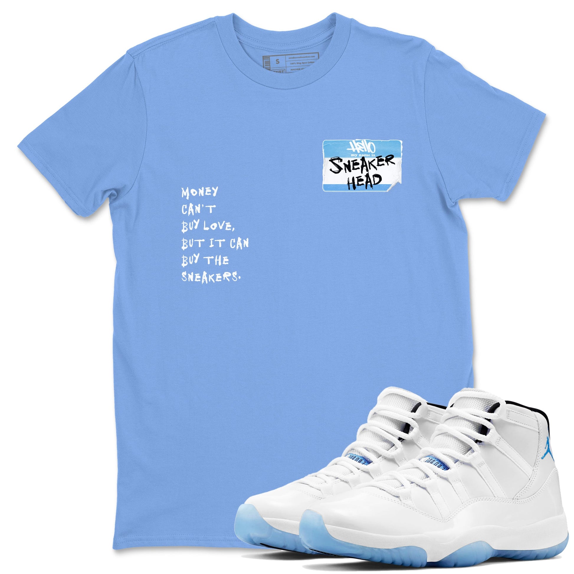 11 Legend Blue Shirts To Match Jordans Sneakerhead Badge Sneaker Shirts Air Jordan 11 Legend Blue SNRT Sneaker Release Tees Unisex Cotton Crew Neck Carolina Blue 1 crew neck shirts