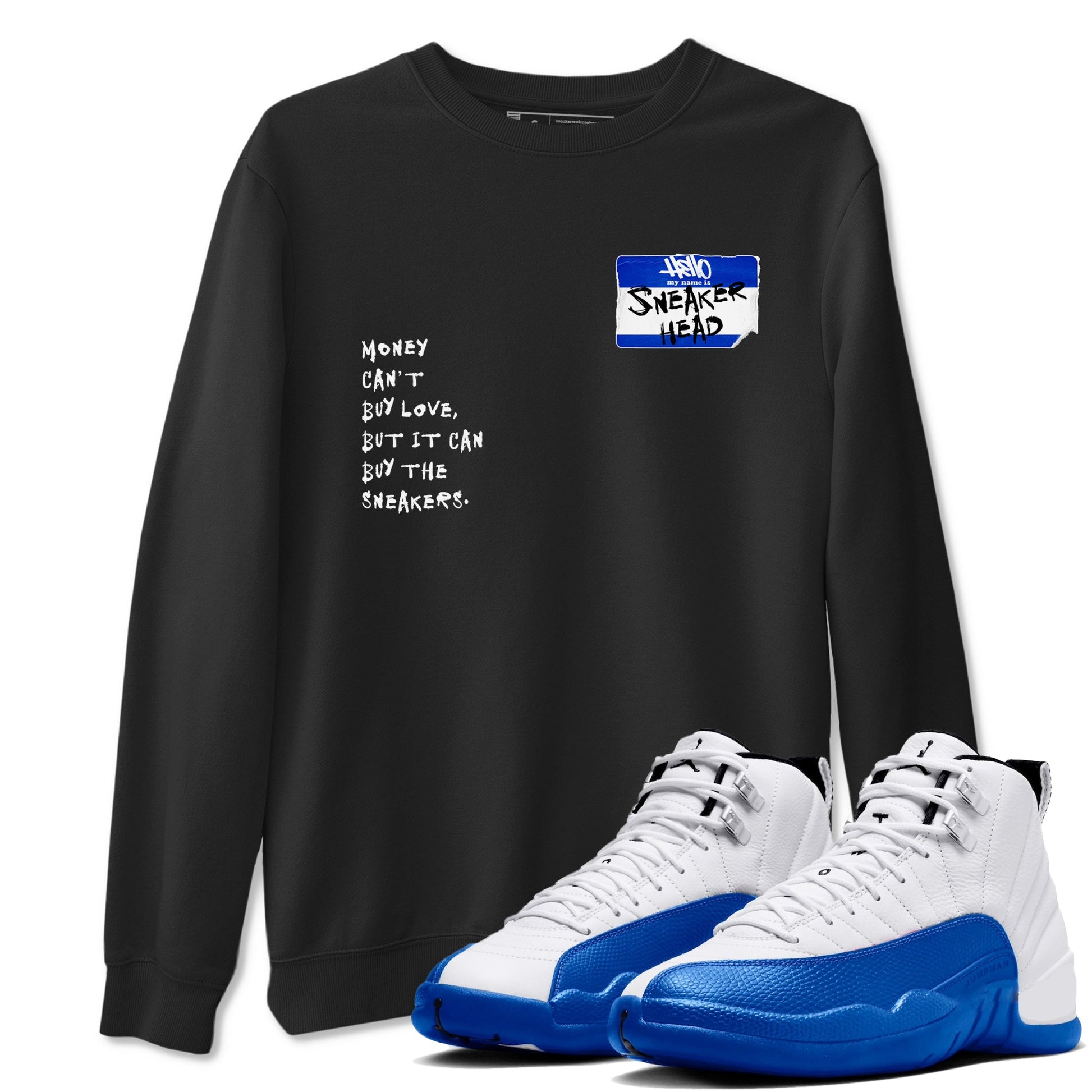 12 Blueberry shirts to match jordans Sneakerhead Badge sneaker match tees Air Jordan 12 Blueberry SNRT Sneaker Release Tees unisex cotton Black 1 crew neck shirts