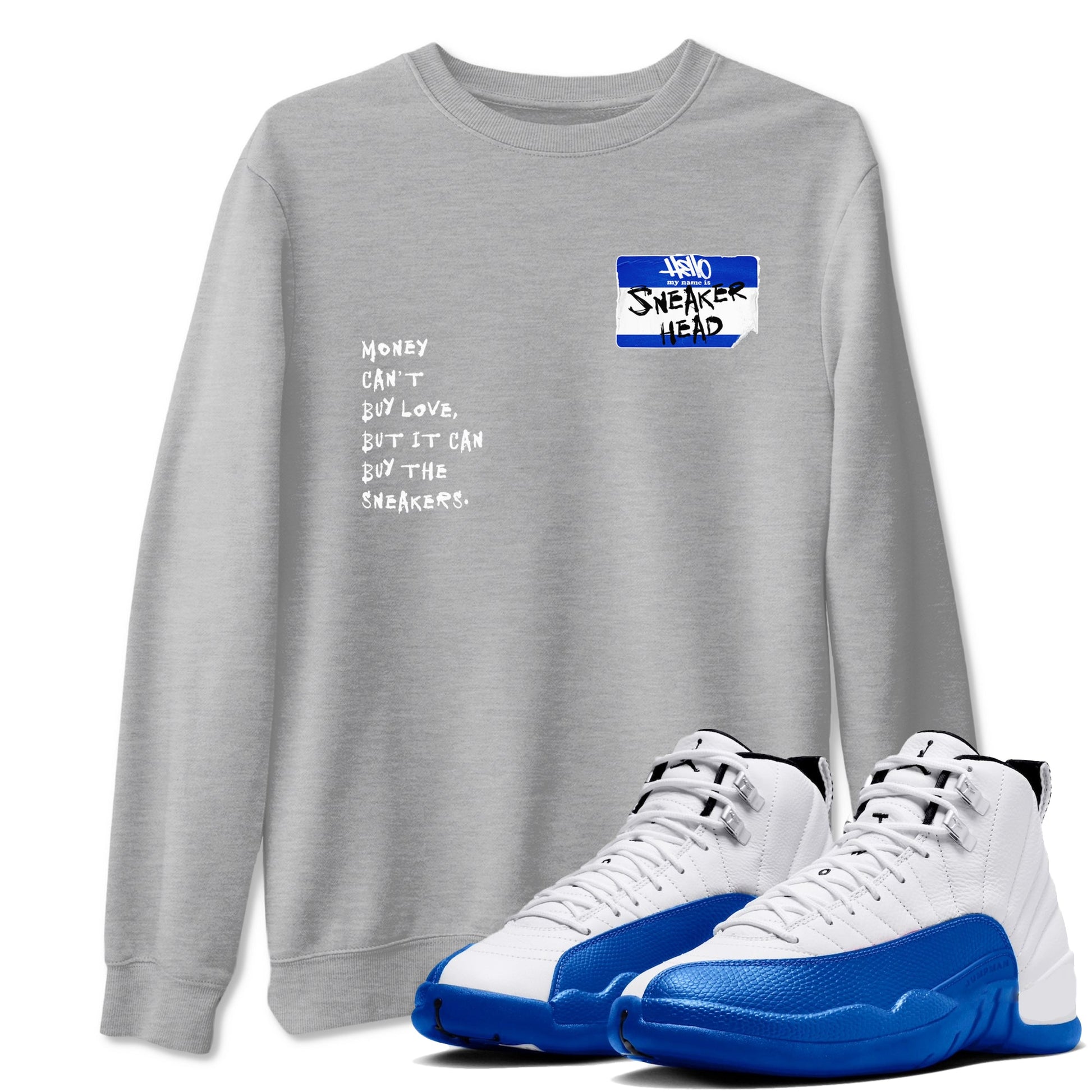 12 Blueberry shirts to match jordans Sneakerhead Badge sneaker match tees Air Jordan 12 Blueberry SNRT Sneaker Release Tees unisex cotton Heather Grey 1 crew neck shirts