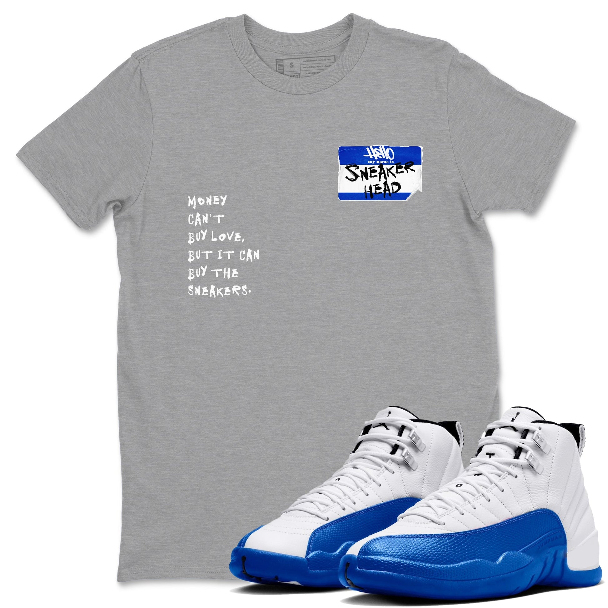 12 Blueberry shirts to match jordans Sneakerhead Badge sneaker match tees Air Jordan 12 Blueberry SNRT Sneaker Release Tees unisex cotton Heather Grey 1 crew neck shirts