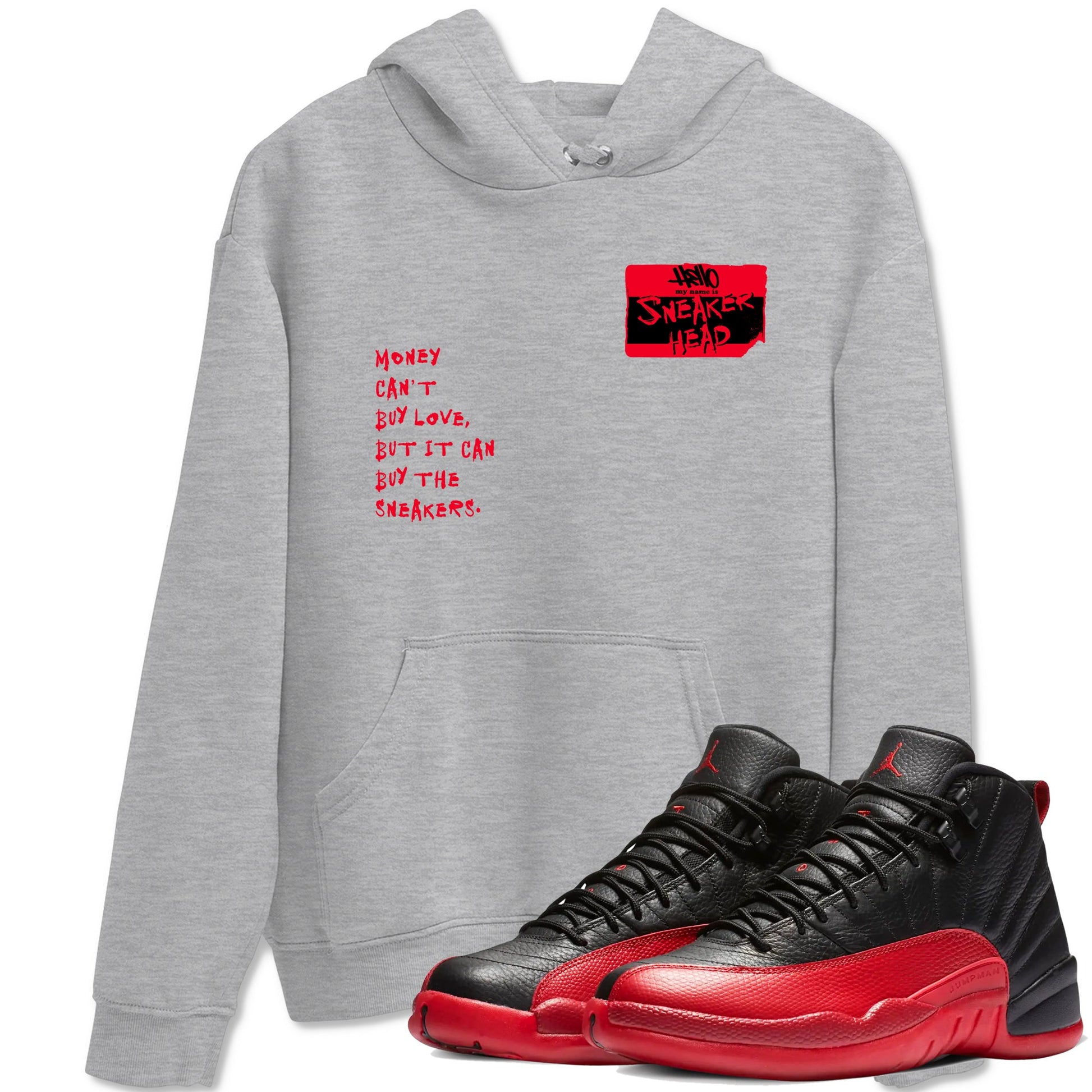 12s Flu Game shirts to match jordans Sneakerhead Badge sneaker match tees Air Jordan 12 Retro Flu Game match shoes to clothes SNRT Sneaker Tees unisex cotton Heather Grey 1 shirts