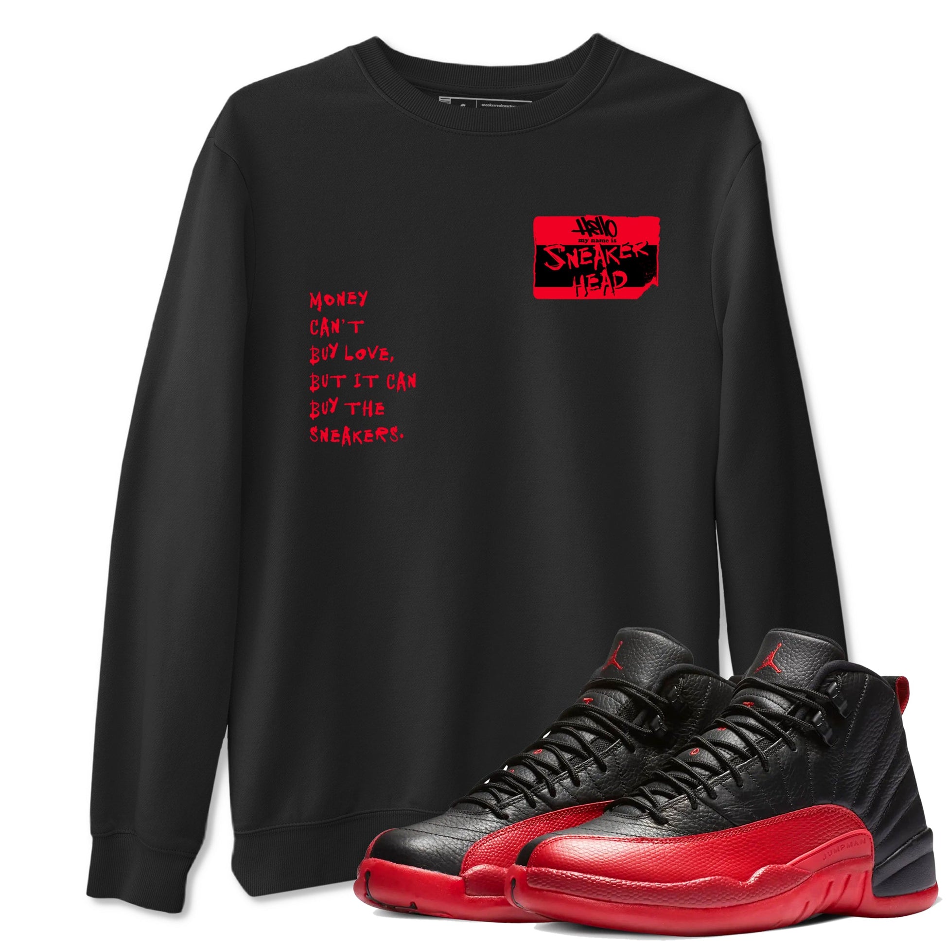 12s Flu Game shirts to match jordans Sneakerhead Badge sneaker match tees Air Jordan 12 Retro Flu Game match shoes to clothes SNRT Sneaker Tees unisex cotton Black 1 shirts