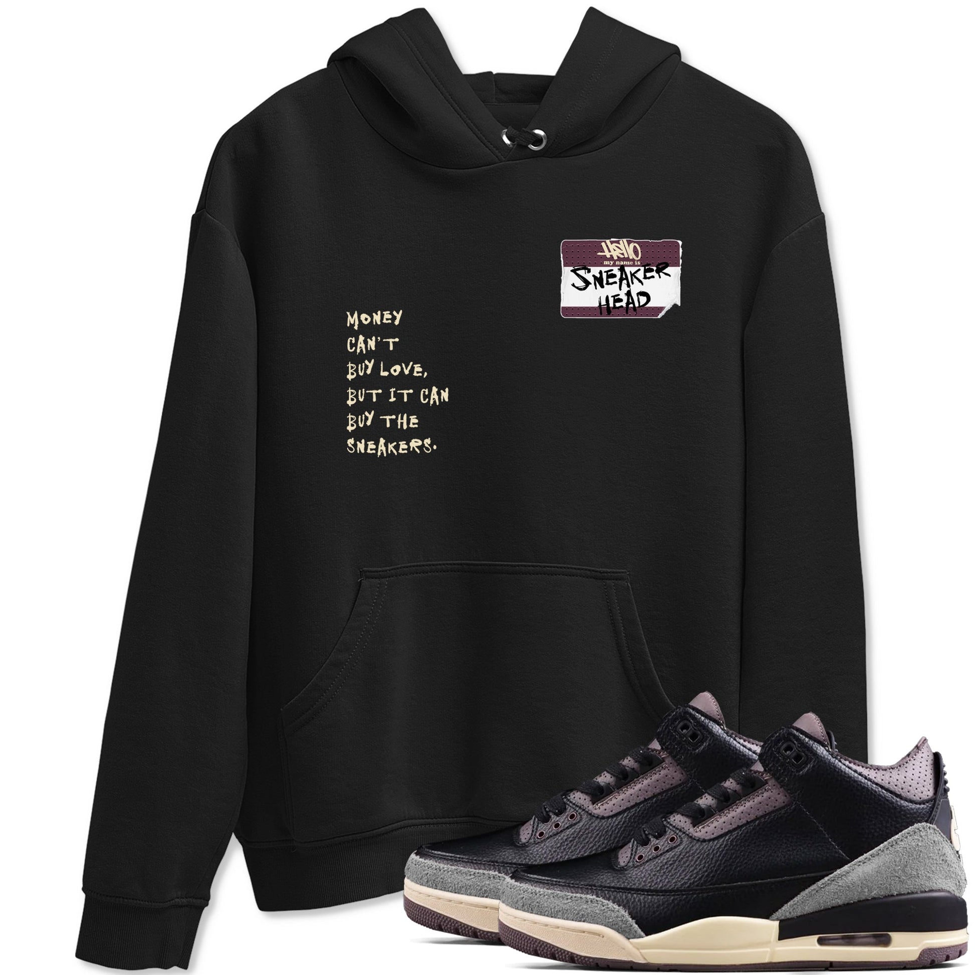 3s A Ma Maniere x Black shirts to match jordans Sneakerhead Badge sneaker match tees Air Jordan 3 A Ma Maniere x Black SNRT Sneaker Tees streetwear brand Black 1 unisex cotton tee