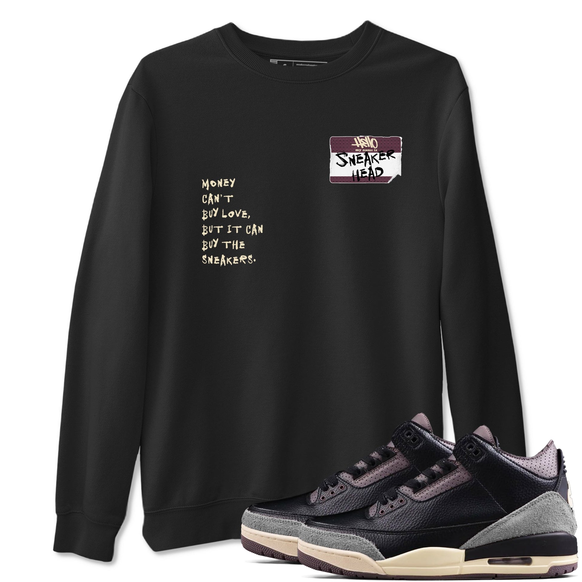 3s A Ma Maniere x Black shirts to match jordans Sneakerhead Badge sneaker match tees Air Jordan 3 A Ma Maniere x Black SNRT Sneaker Tees streetwear brand Black 1 unisex cotton tee