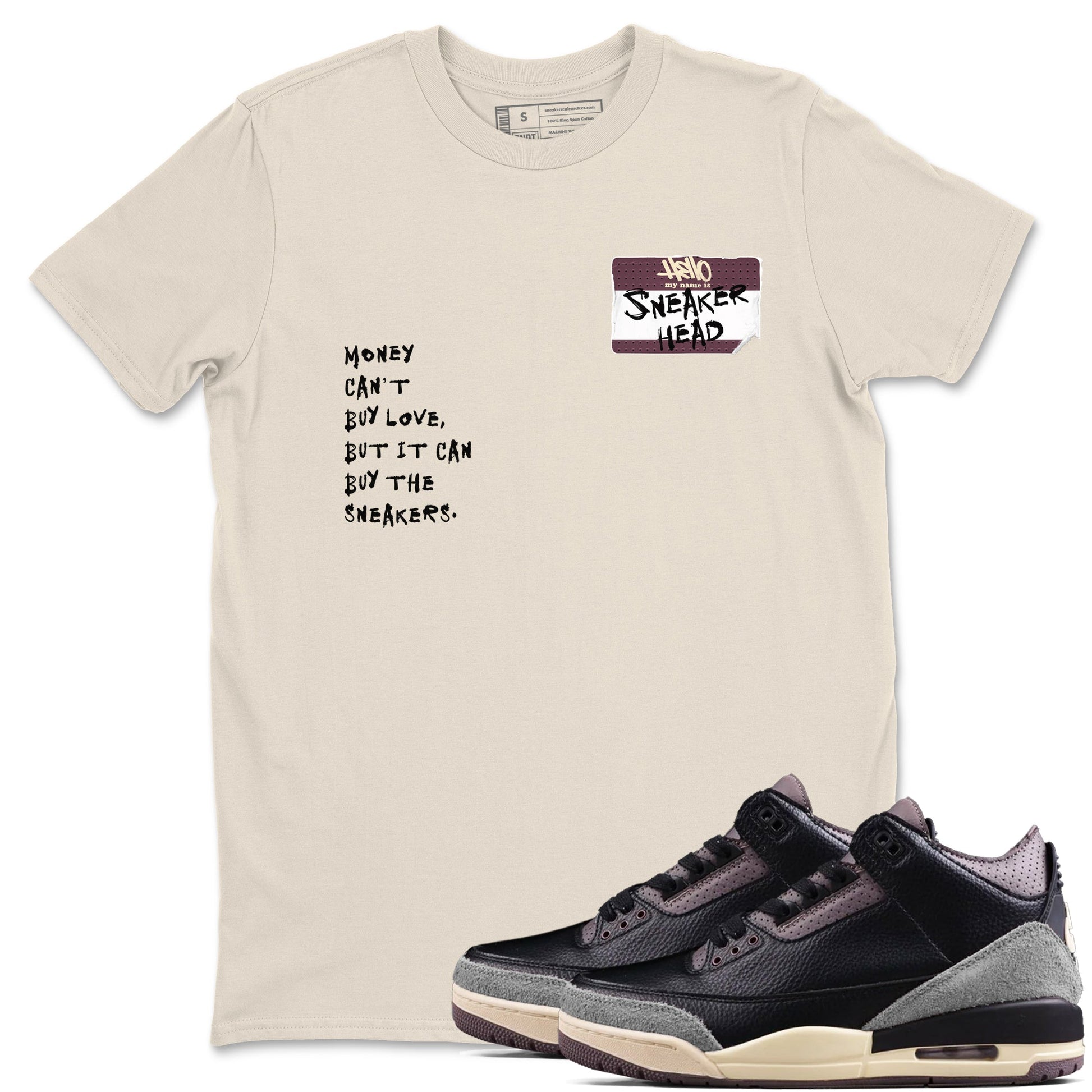 3s A Ma Maniere x Black shirts to match jordans Sneakerhead Badge sneaker match tees Air Jordan 3 A Ma Maniere x Black SNRT Sneaker Tees streetwear brand Natural 1 unisex cotton tee