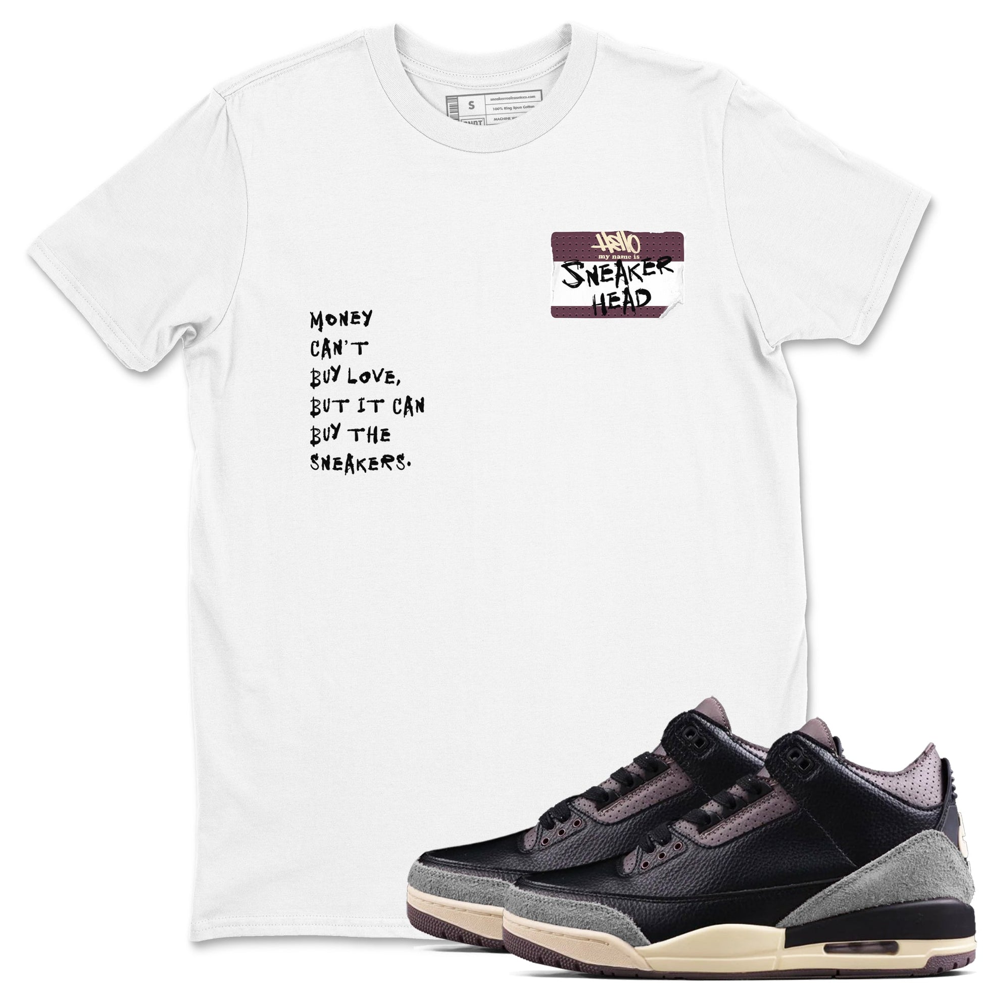 3s A Ma Maniere x Black shirts to match jordans Sneakerhead Badge sneaker match tees Air Jordan 3 A Ma Maniere x Black SNRT Sneaker Tees streetwear brand White 1 unisex cotton tee