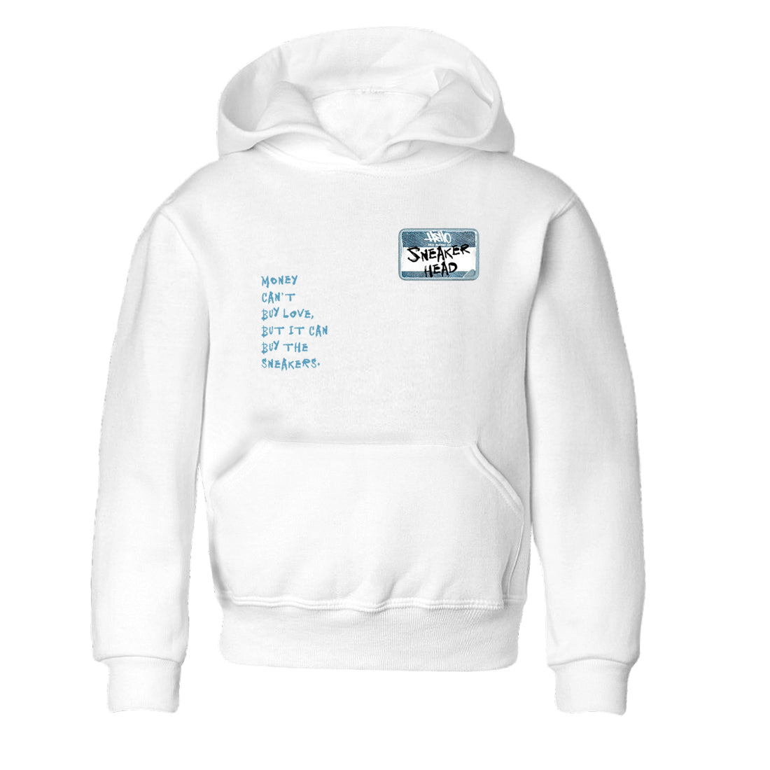 Sneaker match tees – Sneaker Tees To Match 4s Worn Blue Air Jordan 4 Denim Shoes – Sneakerhead Badge Kids T-Shirt White 2