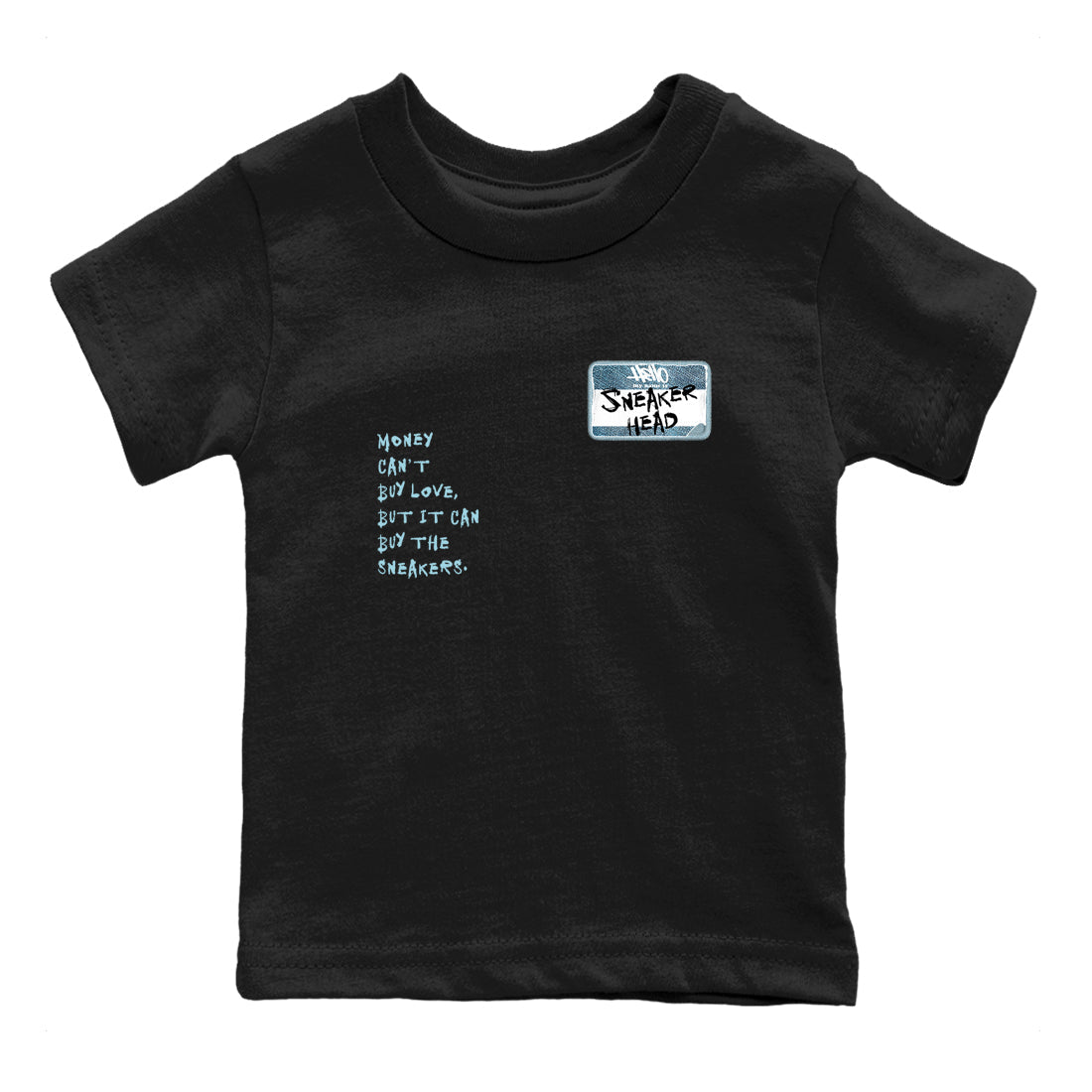 Sneaker match tees – Sneaker Tees To Match 4s Worn Blue Air Jordan 4 Denim Shoes – Sneakerhead Badge Kids T-Shirt Black 2