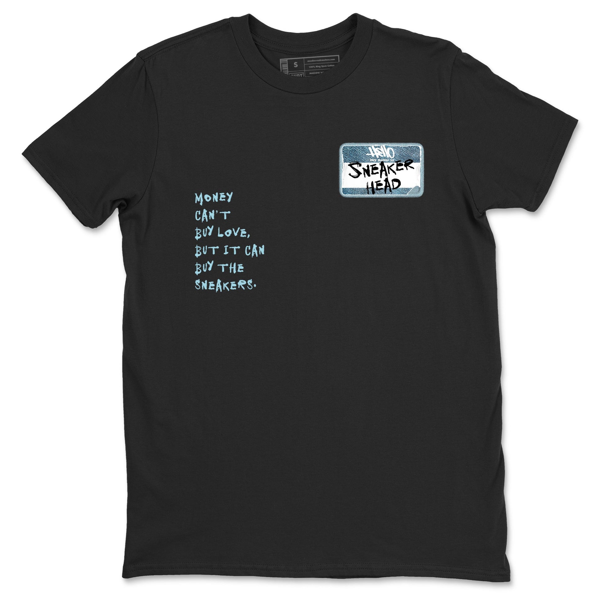 Sneaker match tees – Sneaker Tees To Match 4s Worn Blue Air Jordan 4 Denim Shoes – Sneakerhead Badge Tee Black 2