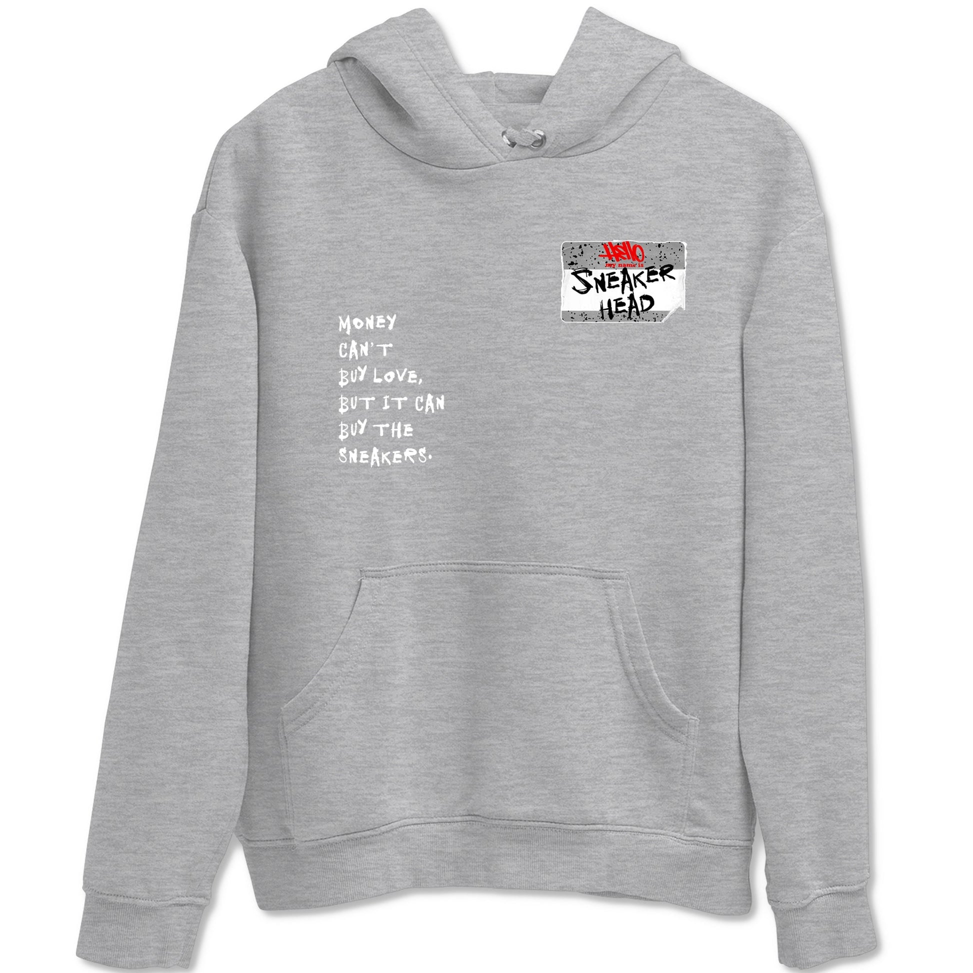 Sneakerhead Badge sneaker match t-shirt styled to complete your fit with the Air Jordan 4 White Cement sneakers, shown in Heather Grey 2.