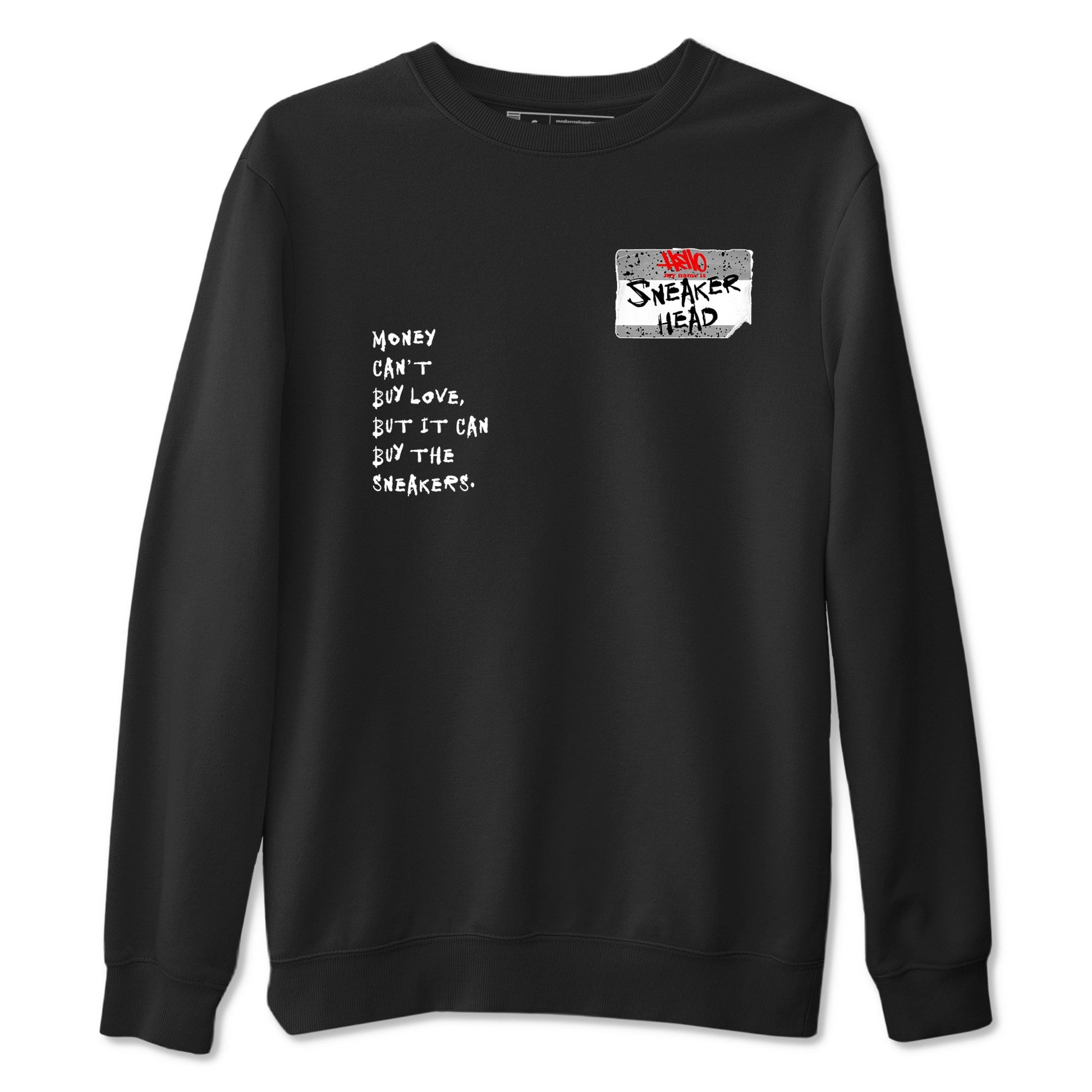 Sneakerhead Badge sneaker match t-shirt styled to complete your fit with the Air Jordan 4 White Cement sneakers, shown in Black 2.