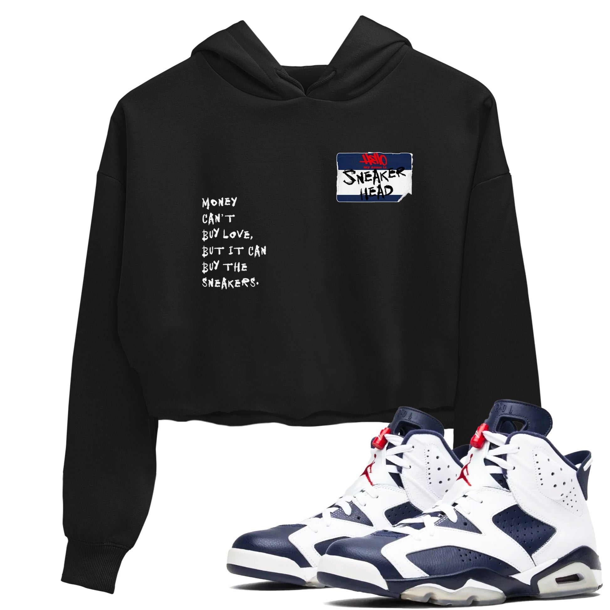 6s White And Midnight Navy shirts to match jordans Sneakerhead Badge sneaker match tees Air Jordan 6 White And Midnight Navy SNRT Sneaker Release Tees unisex cotton Black 1 Crop Shirts
