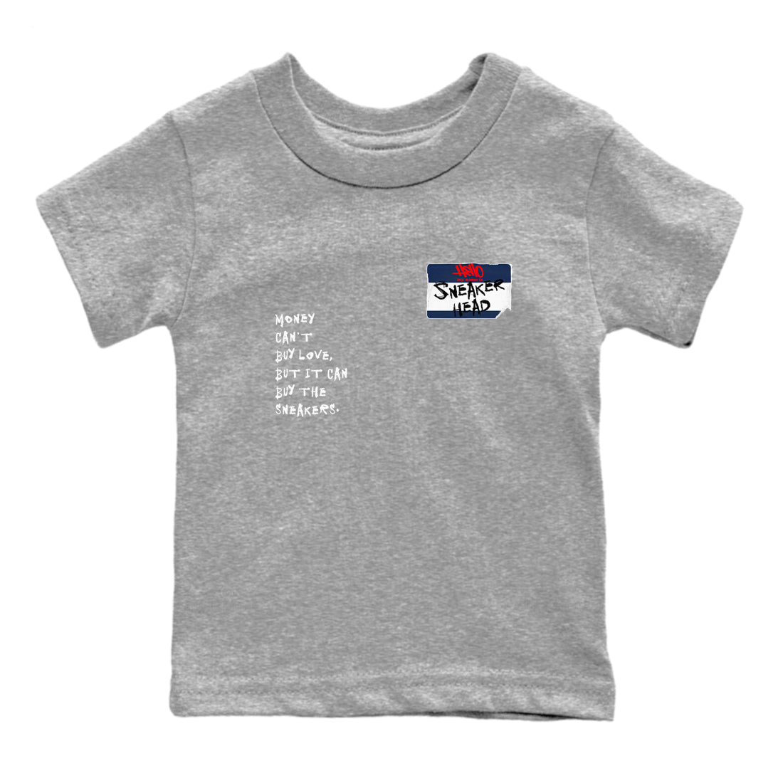 6s White And Midnight Navy shirts to match jordans Sneakerhead Badge sneaker match tees Air Jordan 6 White And Midnight Navy SNRT Sneaker Release Tees Youth Baby Heather Grey 2 crew neck shirts