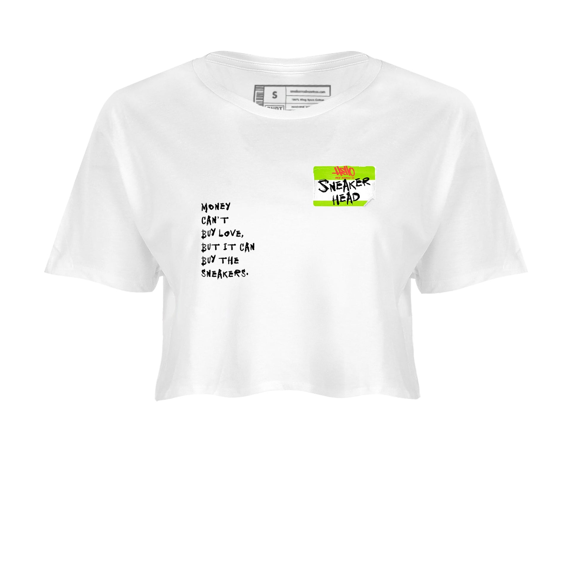Sneaker Threads – Sneaker Tees To Match Air Max 90 Spruce Aura and Ghost Green – Sneakerhead Badge Crop Tee White 2. Perfect for Jordan releases 2025 colorways.