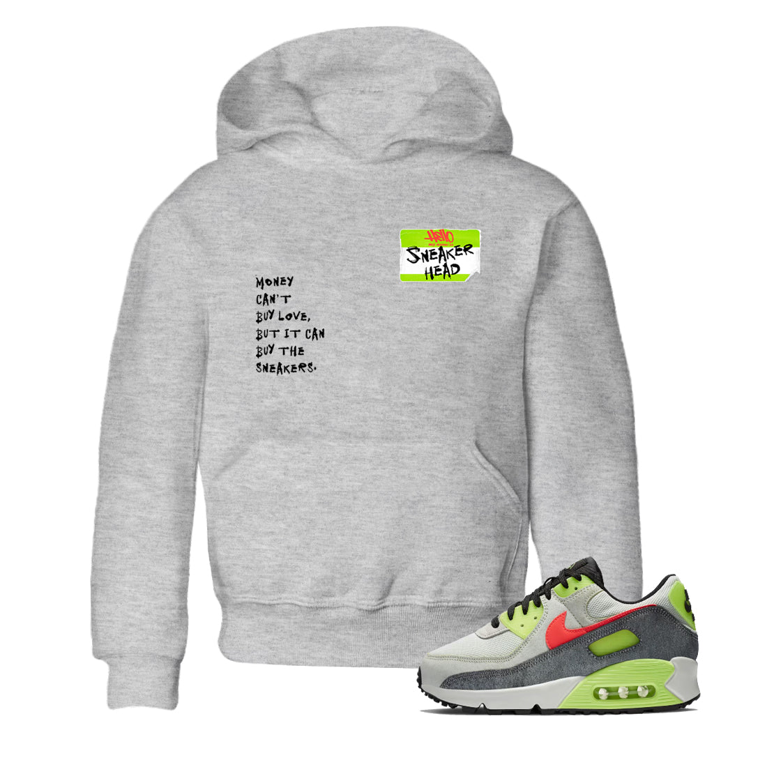 Sneaker Threads – Sneaker Tees To Match Air Max 90 Spruce Aura and Ghost Green – Sneakerhead Badge Youth Graphic Tee Heather Grey 1. Perfect for Jordan releases 2025 colorways.