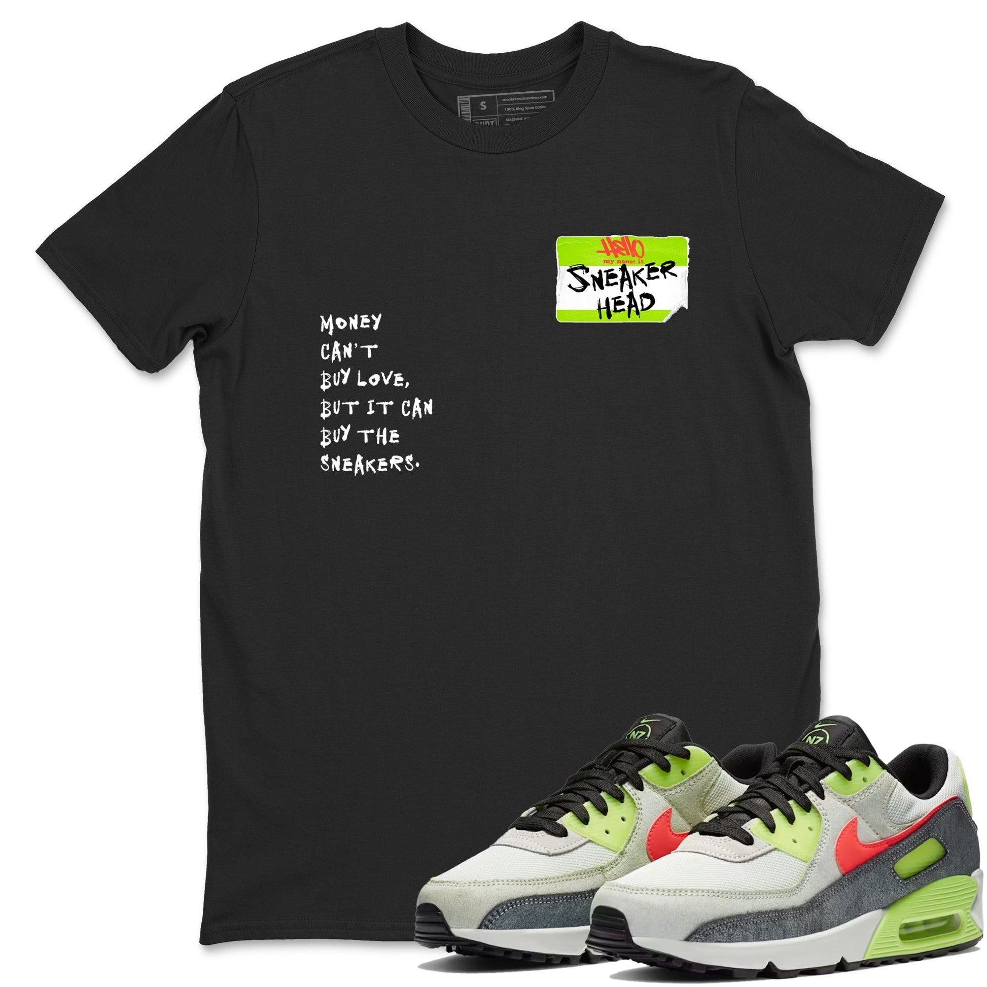 Sneaker Threads – Sneaker Tees To Match Air Max 90 Spruce Aura and Ghost Green – Sneakerhead Badge Graphic Tee Black 1. Perfect for Jordan releases 2025 colorways.