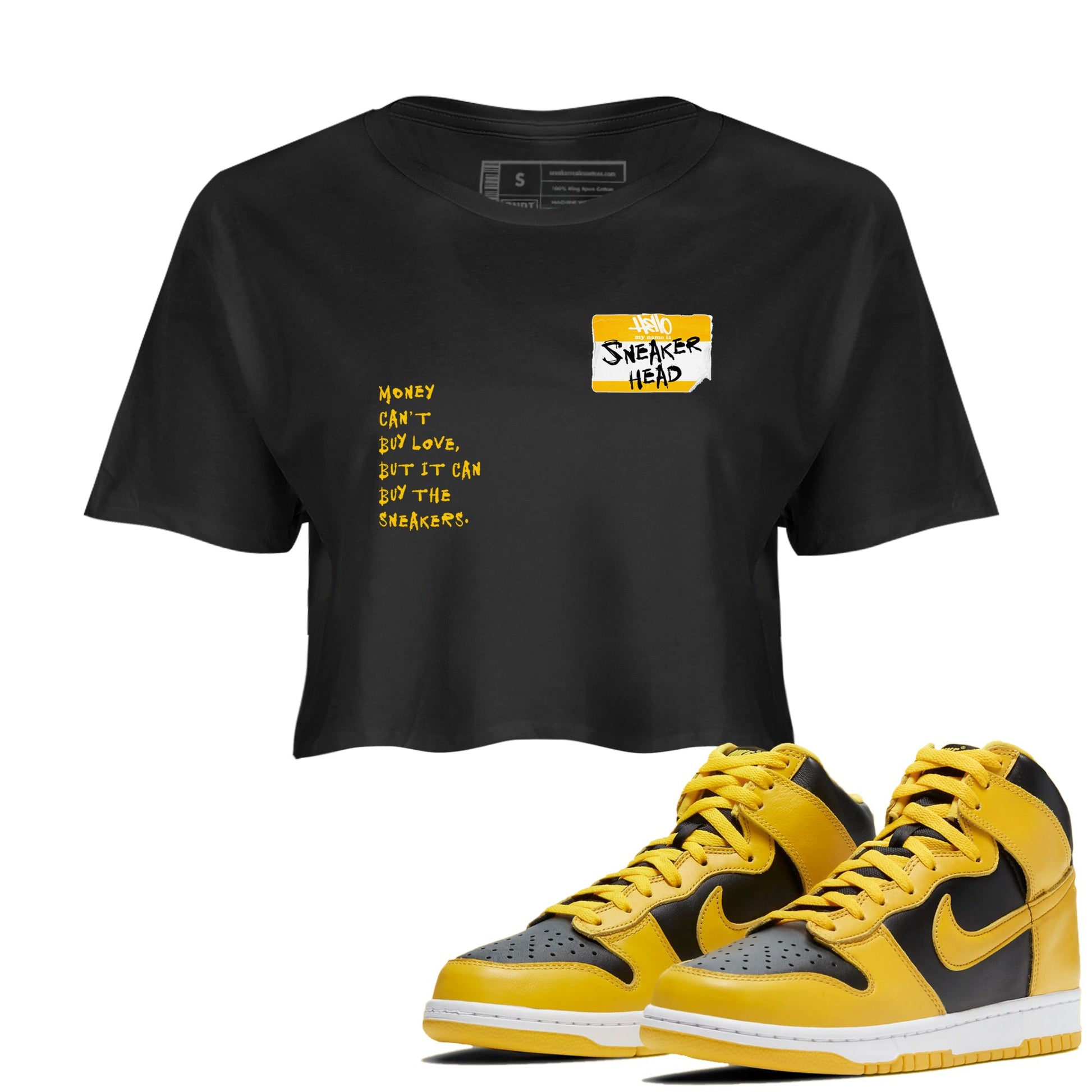 Dunk High Pollen Shirts To Match Jordans Sneakerhead Badge sneaker match tees Dunk High Iowa Tee SNRT Sneaker Release Tees unisex cotton Black 1 Crop Shirts