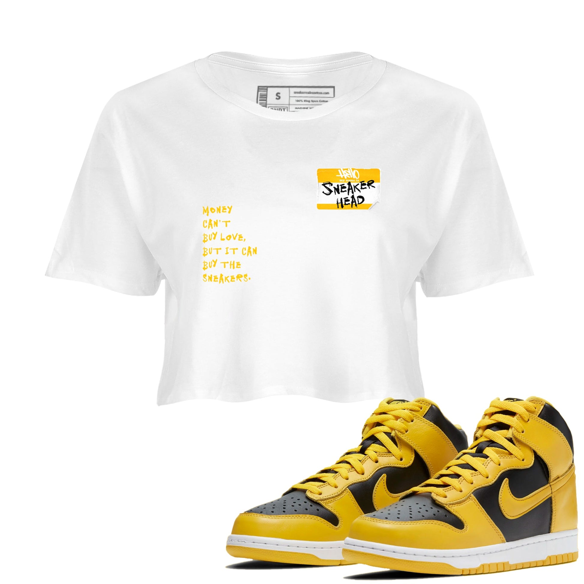 Dunk High Pollen Shirts To Match Jordans Sneakerhead Badge sneaker match tees Dunk High Iowa Tee SNRT Sneaker Release Tees unisex cotton White 1 Crop Shirts