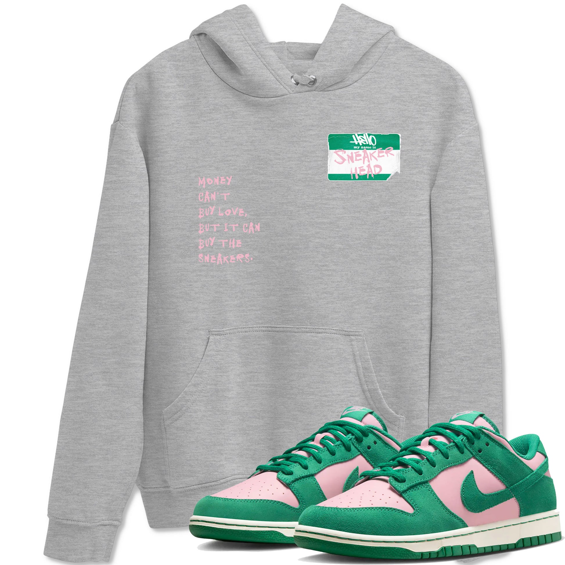 Dunk Medium Soft Pink Malachite shirt to match jordans Sneakerhead Badge sneaker tees Dunk Medium Soft Pink Malachite SNRT Sneaker Release Tees unisex cotton Heather Grey 1 crew neck shirt