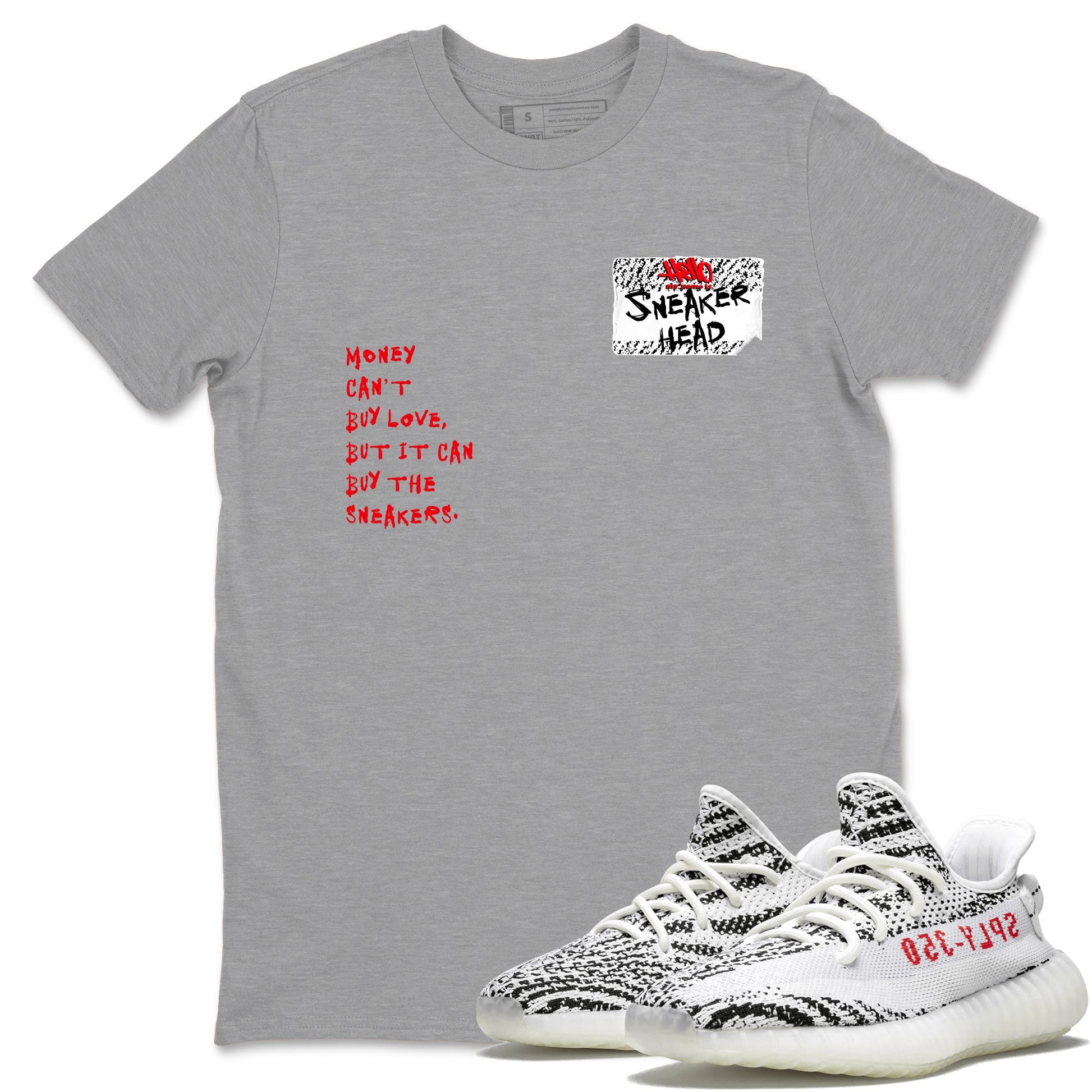 Yeezy 350 Zebra shirts to match jordans Sneakerhead Badge sneaker match tees Yeezy 350 Zebra match shoes to clothes SNRT Sneaker Tees unisex cotton Heather Grey 1 shirts