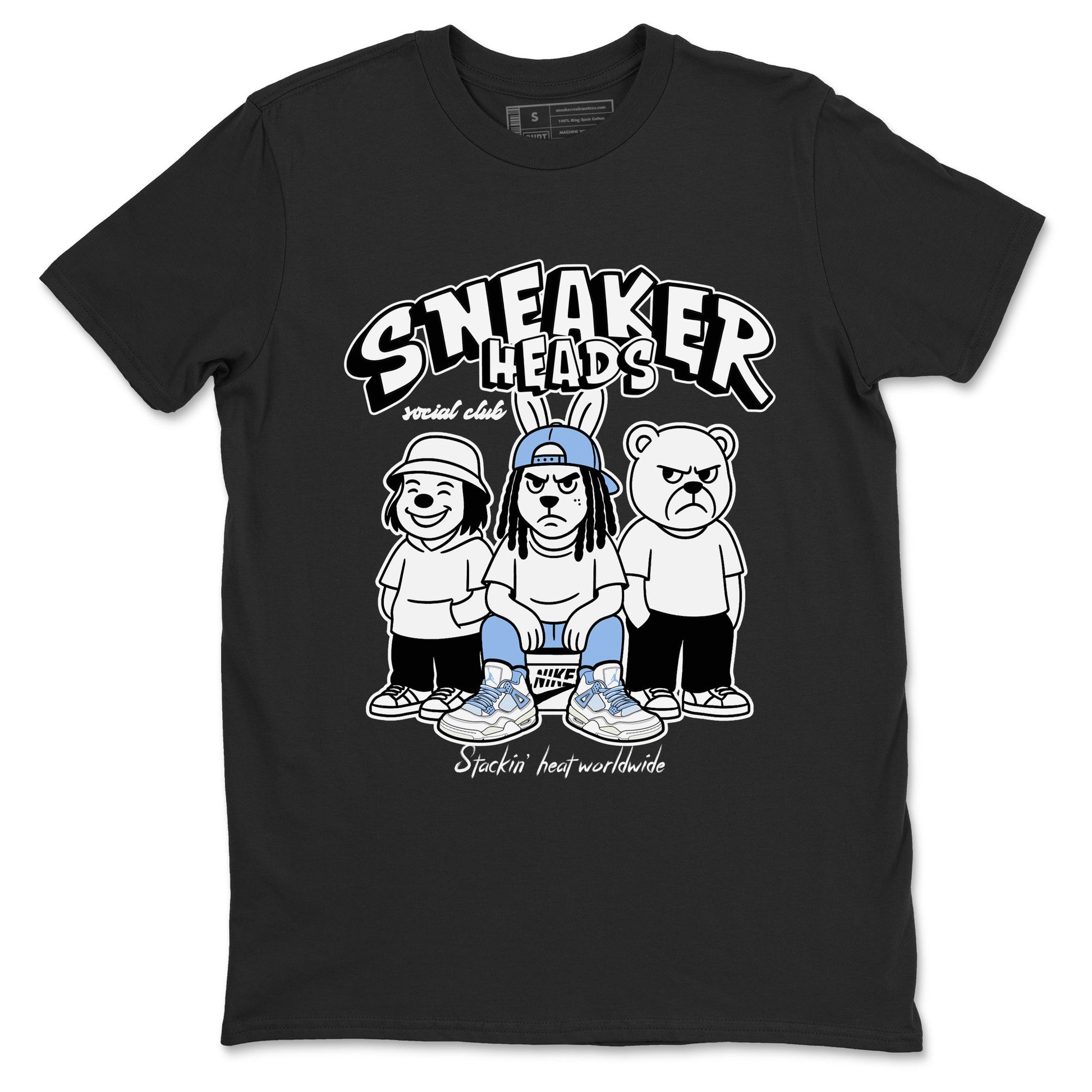 Sneakerhead Social Club sneaker match t-shirt styled to complete your fit with the Air Jordan 4 Aluminum sneakers, shown in Black 2.