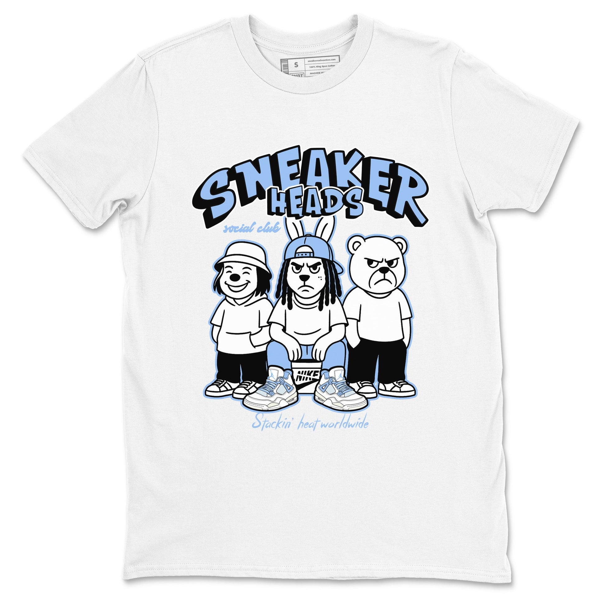 Sneakerhead Social Club sneaker match t-shirt styled to complete your fit with the Air Jordan 4 Aluminum sneakers, shown in White 2.