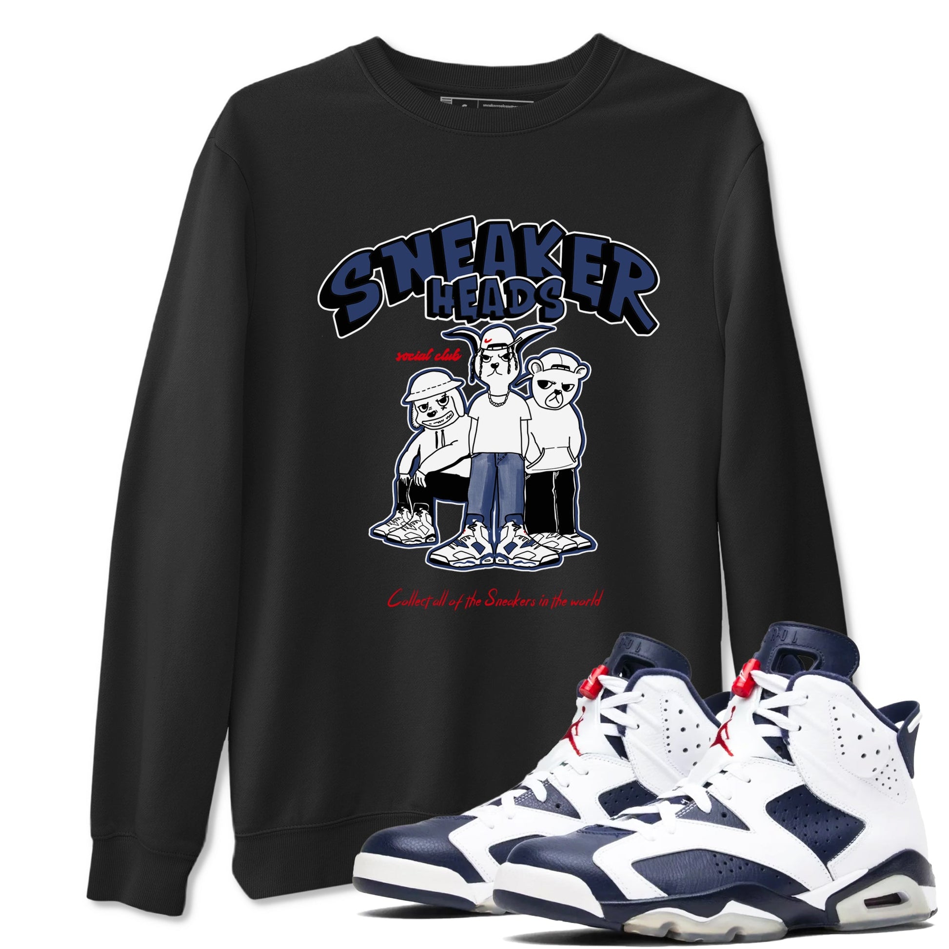 6s Olympic shirts to match jordans Sneakerheads Social Club sneaker match tees Air Jordan 6 Olympic SNRT Sneaker Tees streetwear brand Black 1 unisex cotton tee