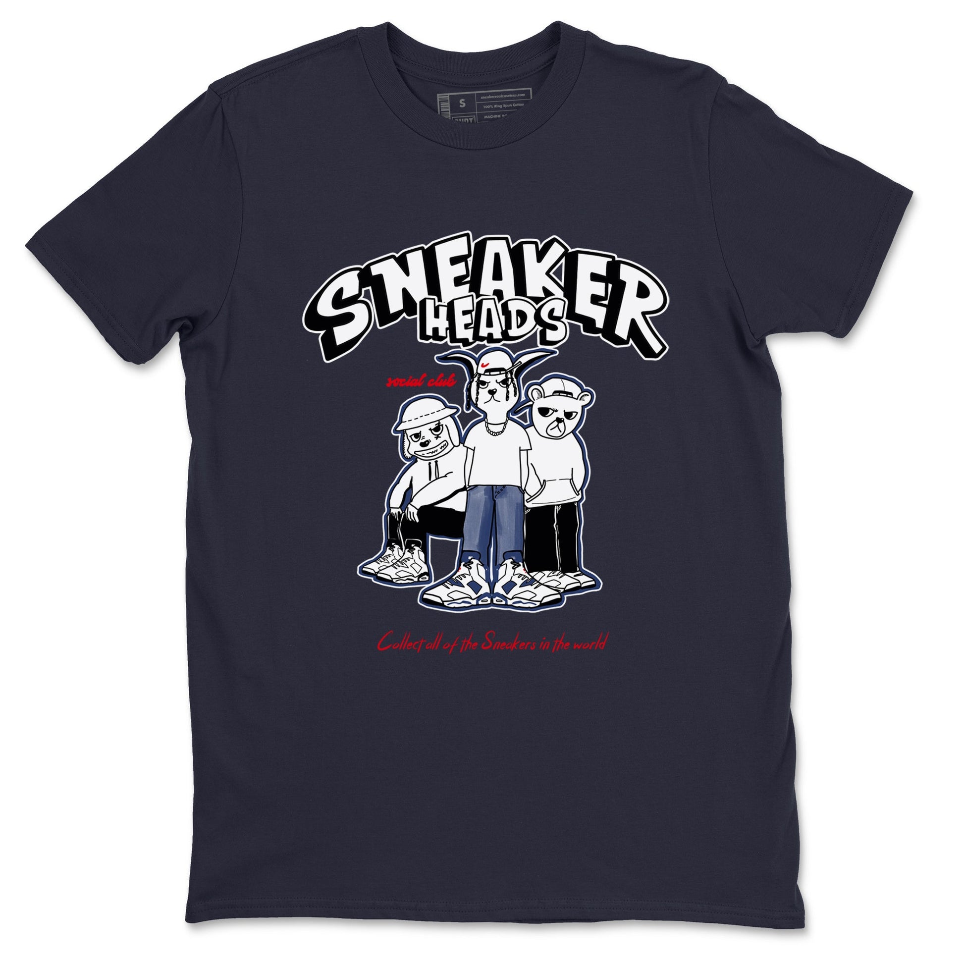 6s Olympic shirts to match jordans Sneakerheads Social Club sneaker match tees Air Jordan 6 Olympic SNRT Sneaker Tees streetwear brand Navy 2 unisex cotton tee