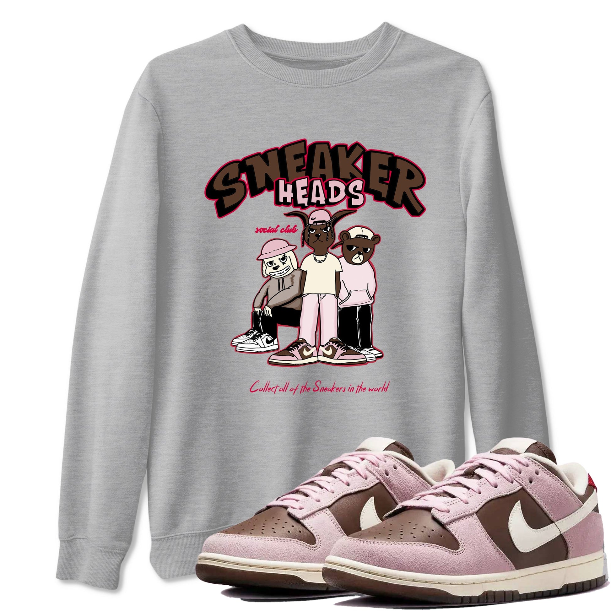 Dunk Cacao Wow And Pink Foam shirts to match jordans Sneakerheads Social Club sneaker match tees Dunk Cacao Wow And Pink Foam SNRT Sneaker Tees streetwear brand Heather Grey 1 unisex cotton tee
