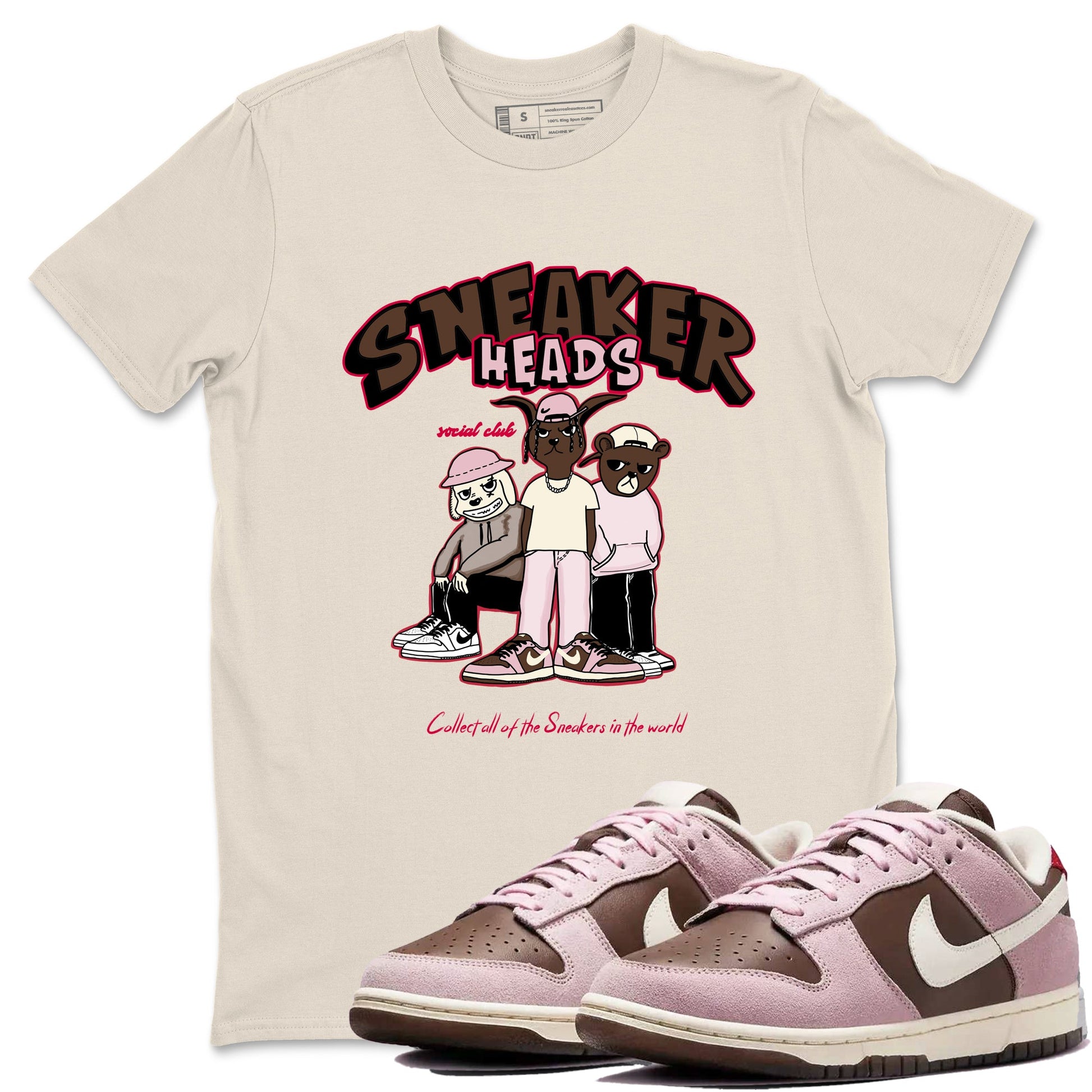 Dunk Cacao Wow And Pink Foam shirts to match jordans Sneakerheads Social Club sneaker match tees Dunk Cacao Wow And Pink Foam SNRT Sneaker Tees streetwear brand Natural 1 unisex cotton tee