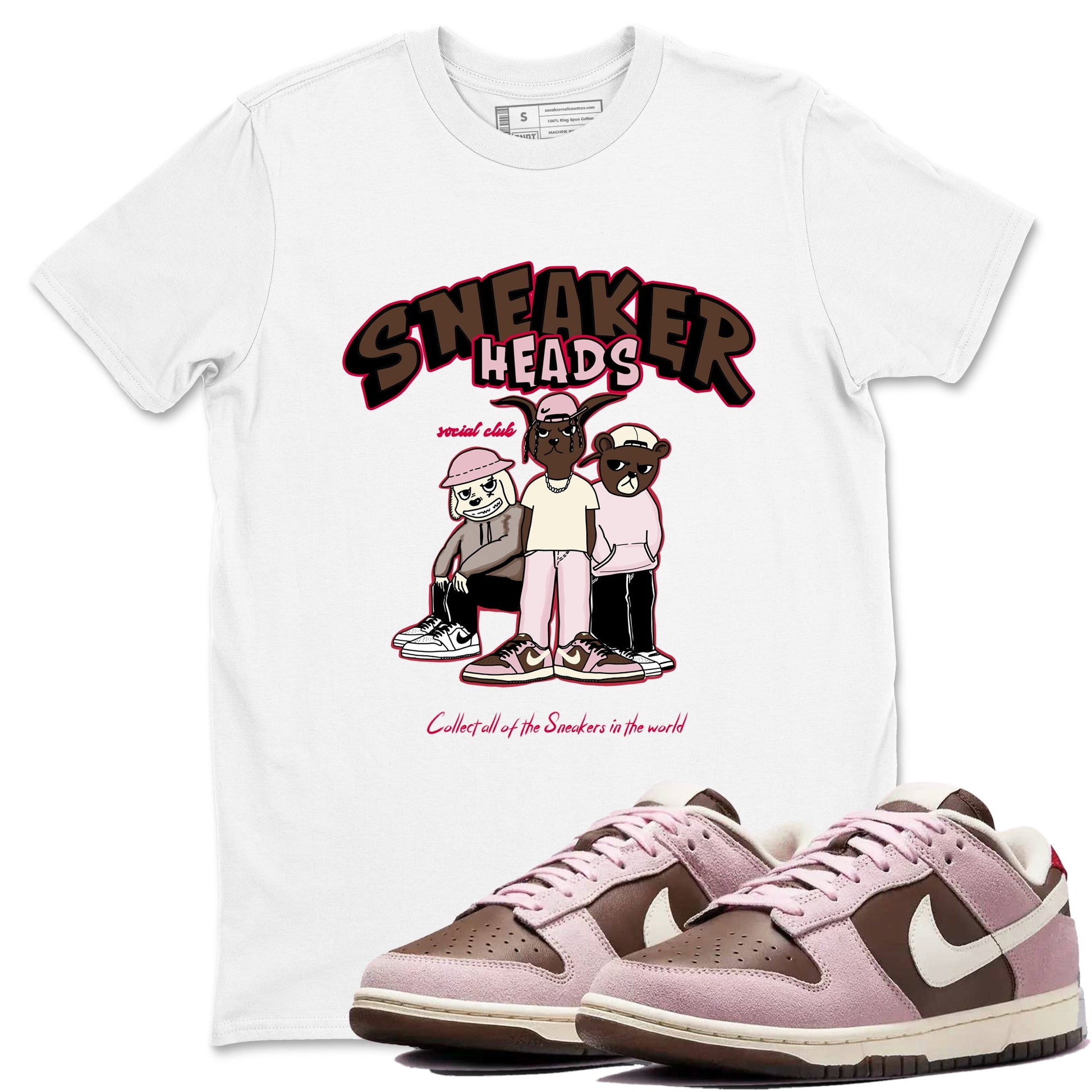 Dunk Cacao Wow And Pink Foam shirts to match jordans Sneakerheads Social Club sneaker match tees Dunk Cacao Wow And Pink Foam SNRT Sneaker Tees streetwear brand White 1 unisex cotton tee