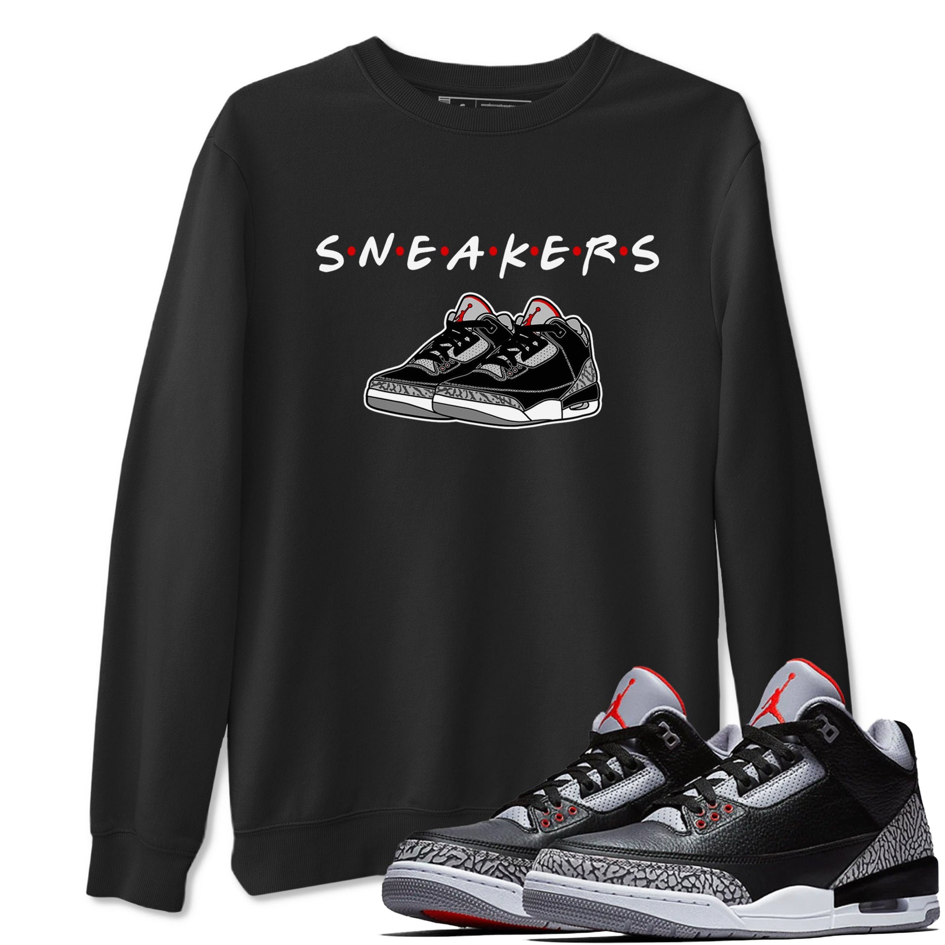 3s Black Cement shirts to match jordans Sneakers sneaker match tees Air Jordan 3 Black Cement SNRT Sneaker Release Tees unisex cotton Black 1 crew neck shirts