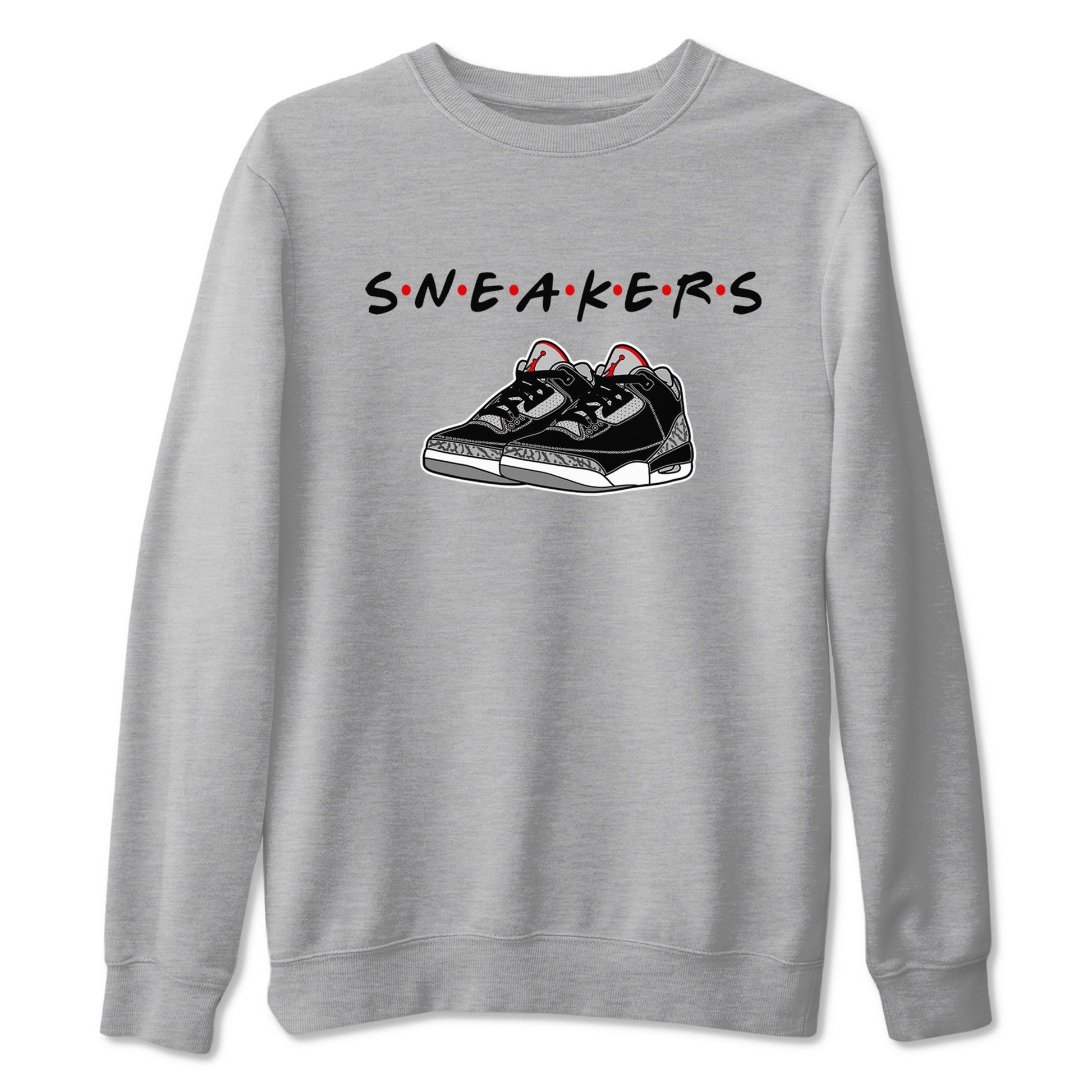 3s Black Cement shirts to match jordans Sneakers sneaker match tees Air Jordan 3 Black Cement SNRT Sneaker Release Tees unisex cotton Heather Grey 2 crew neck shirts