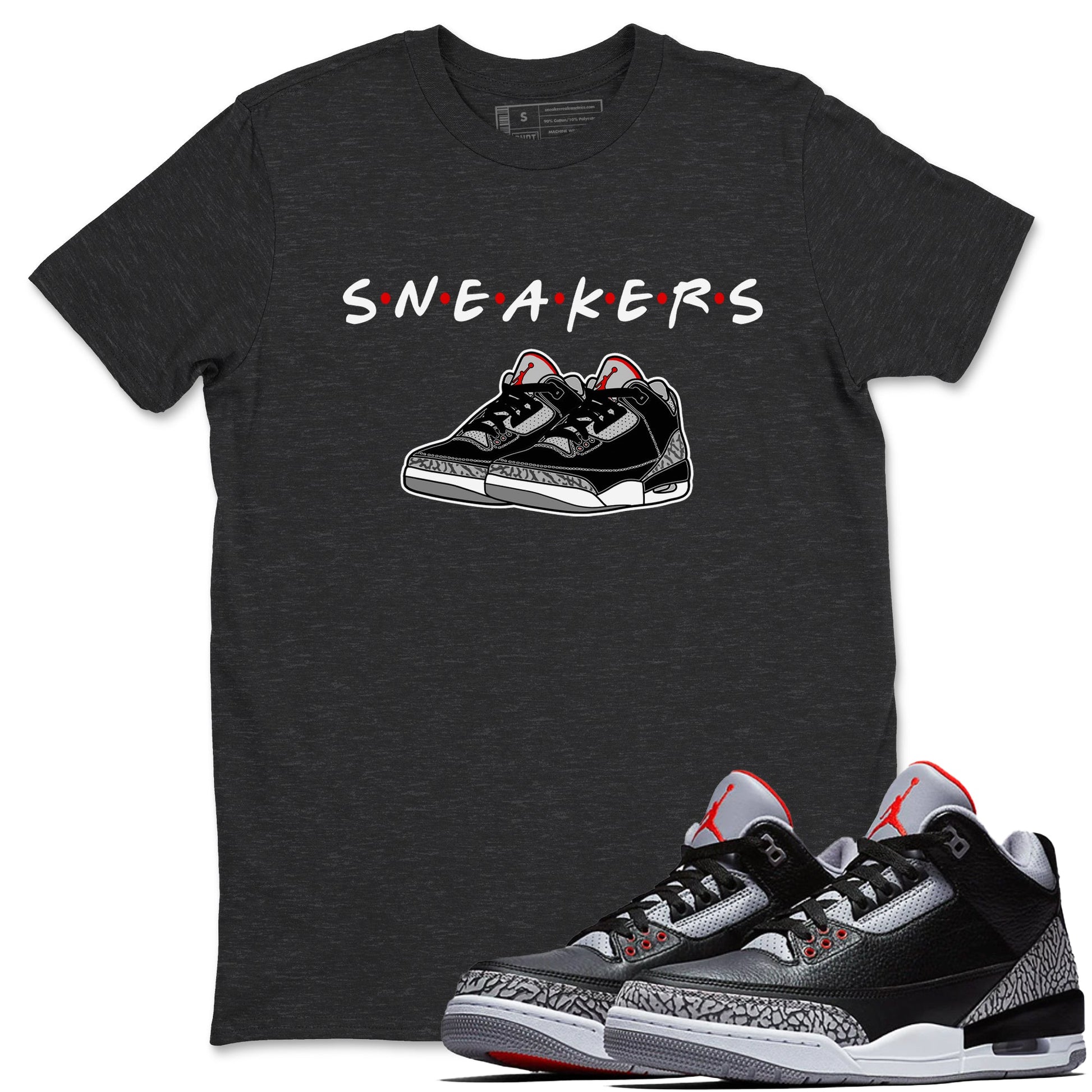 3s Black Cement shirts to match jordans Sneakers sneaker match tees Air Jordan 3 Black Cement SNRT Sneaker Release Tees unisex cotton Charcoal Heather 1 crew neck shirts
